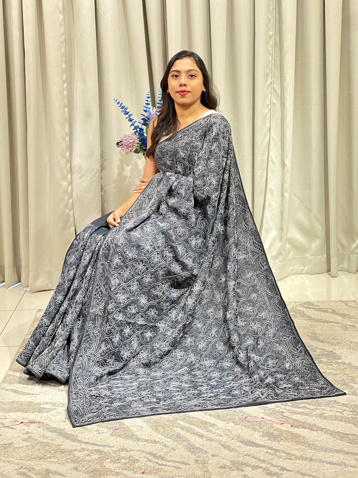 Hand Kantha Weaved Tussar Saree | SBS1456
