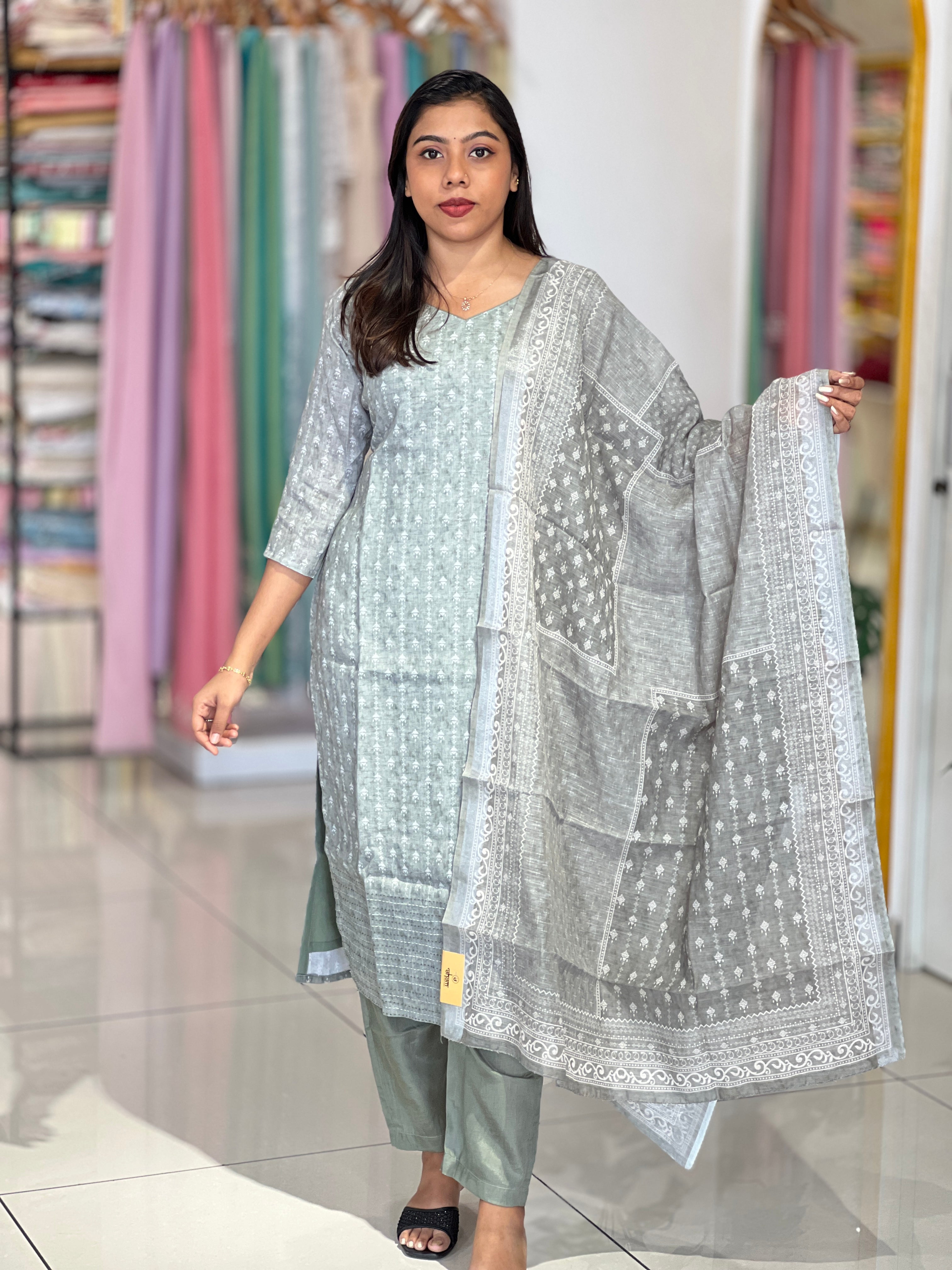 Printed Linen Cotton Kurta Set |SLM183