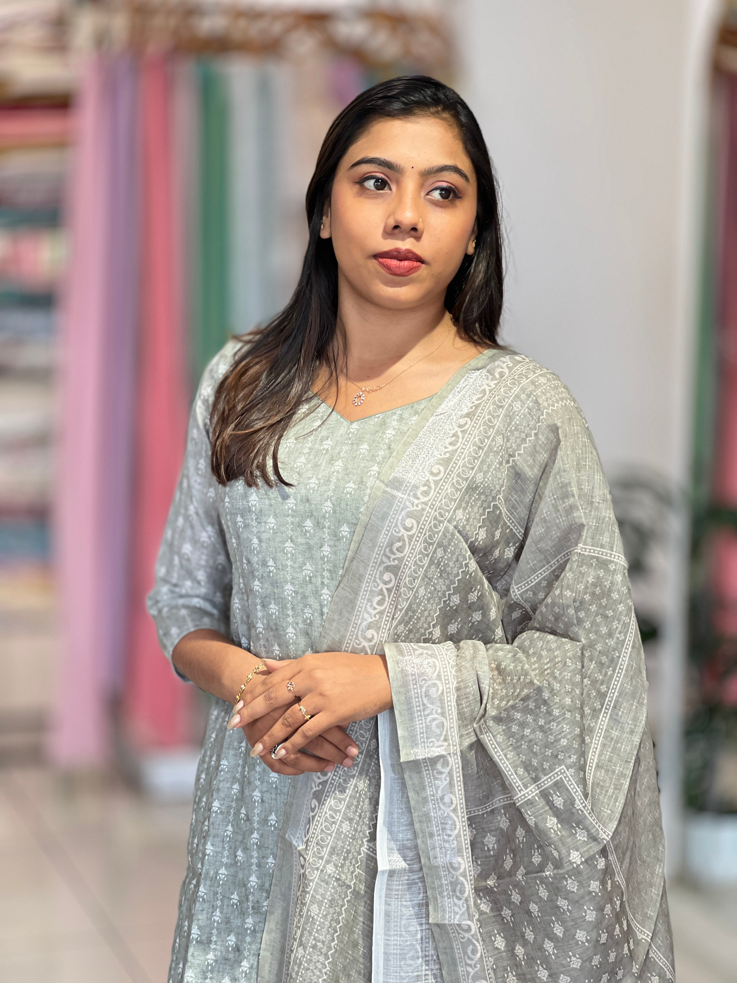 Printed Linen Cotton Kurta Set |SLM183