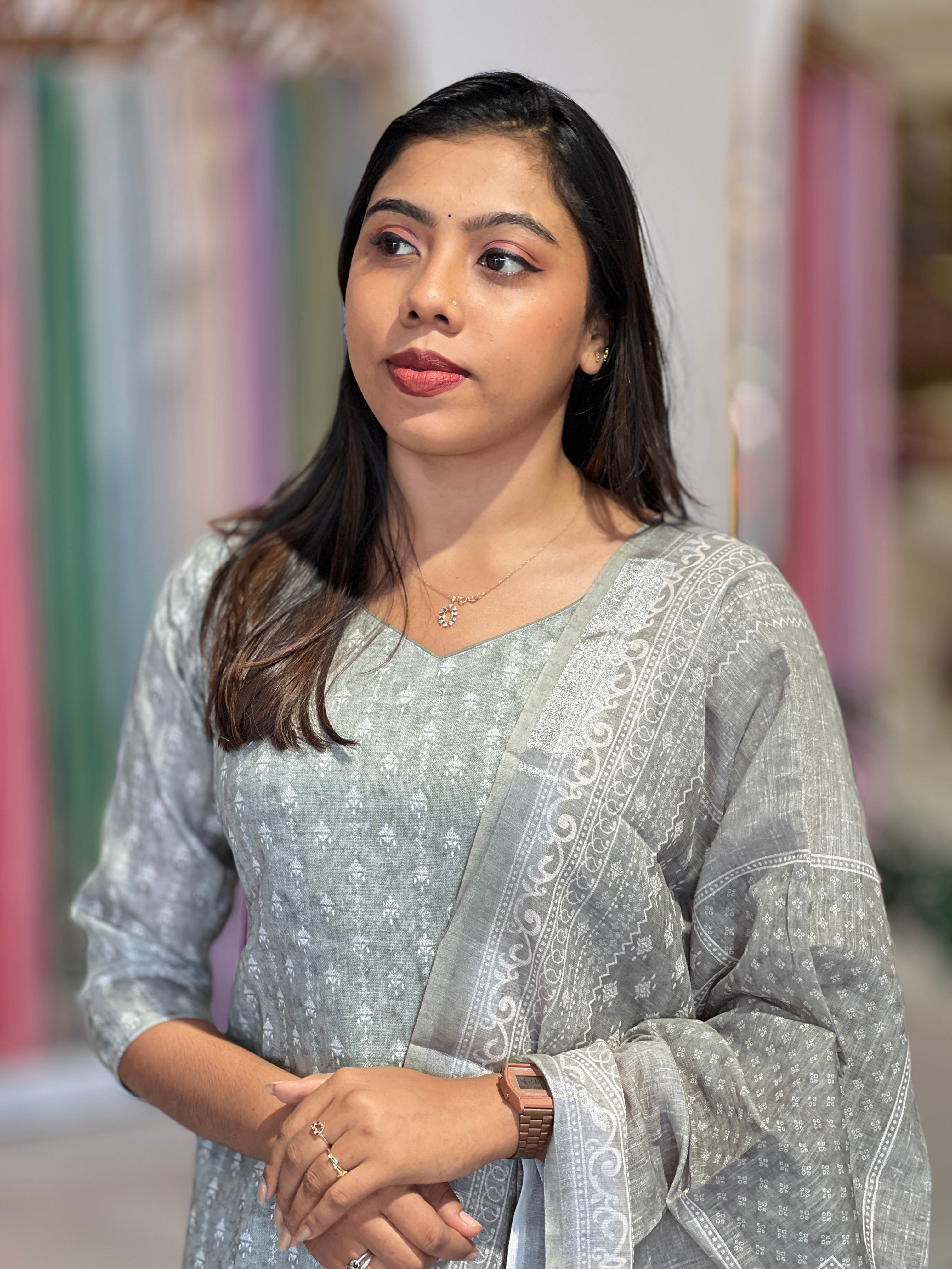 Printed Linen Cotton Kurta Set |SLM183