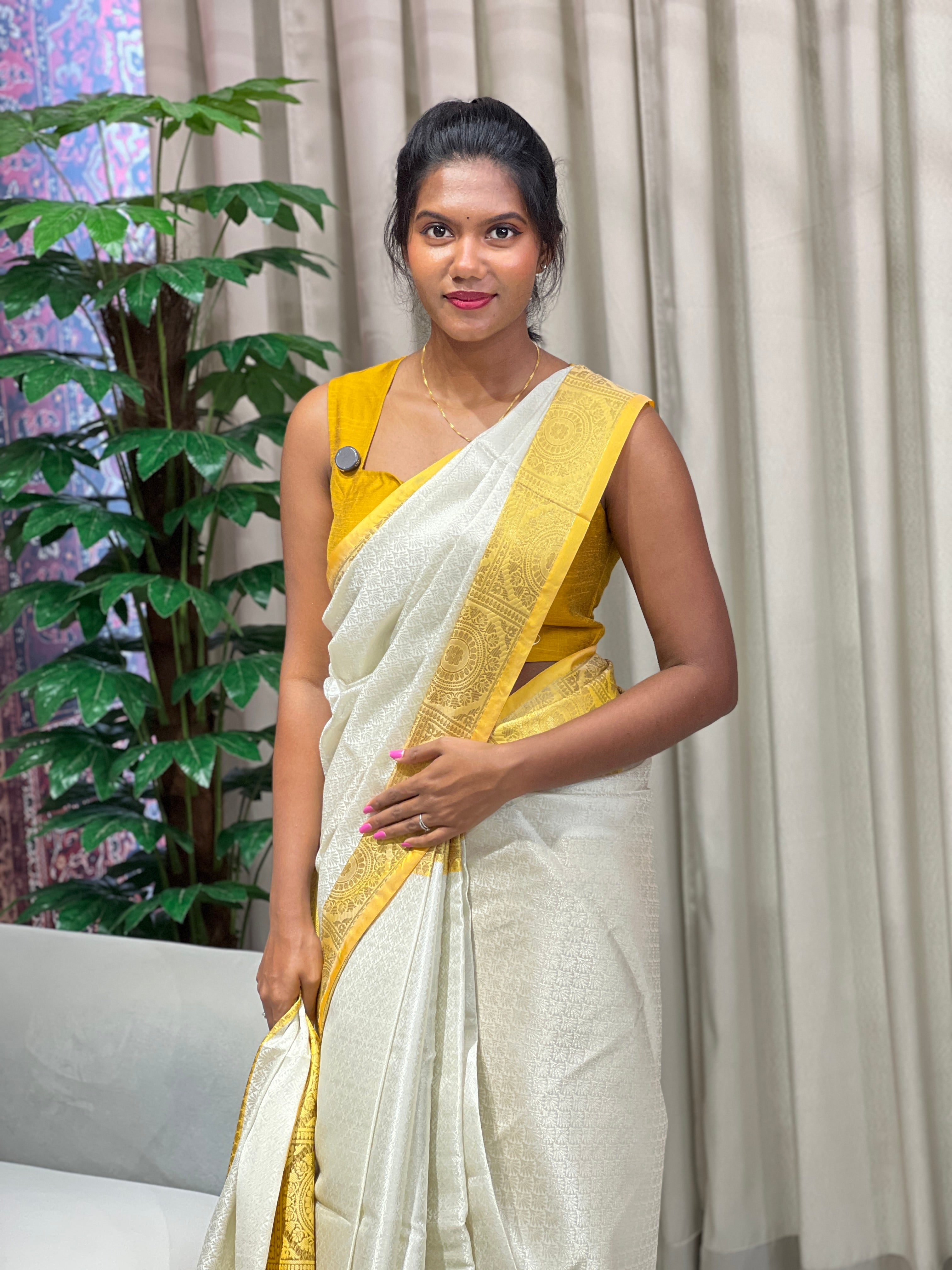 Brocade Weaved Semi Banarasi Saree | NN380