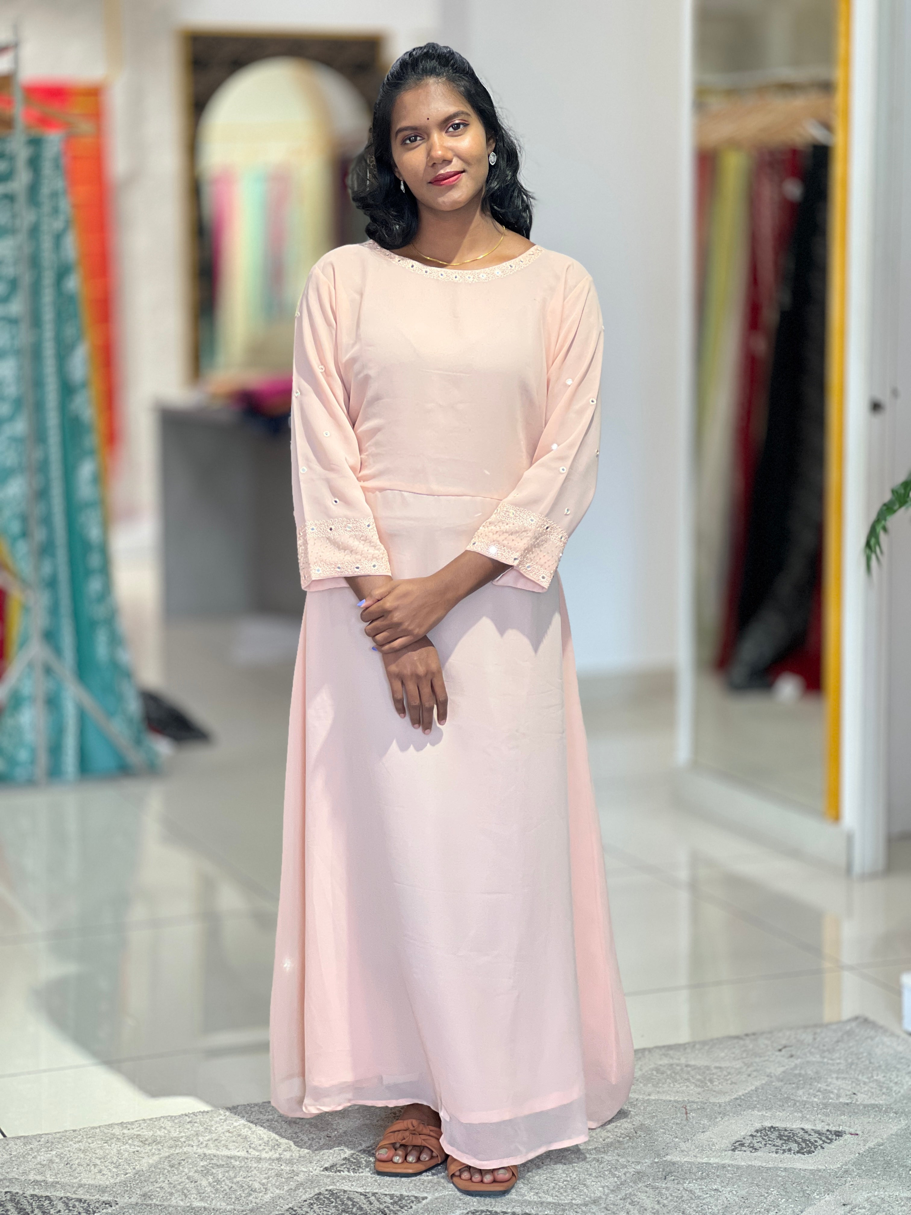 Embroidery Yoke Detailed Georgette Kurta | NI163