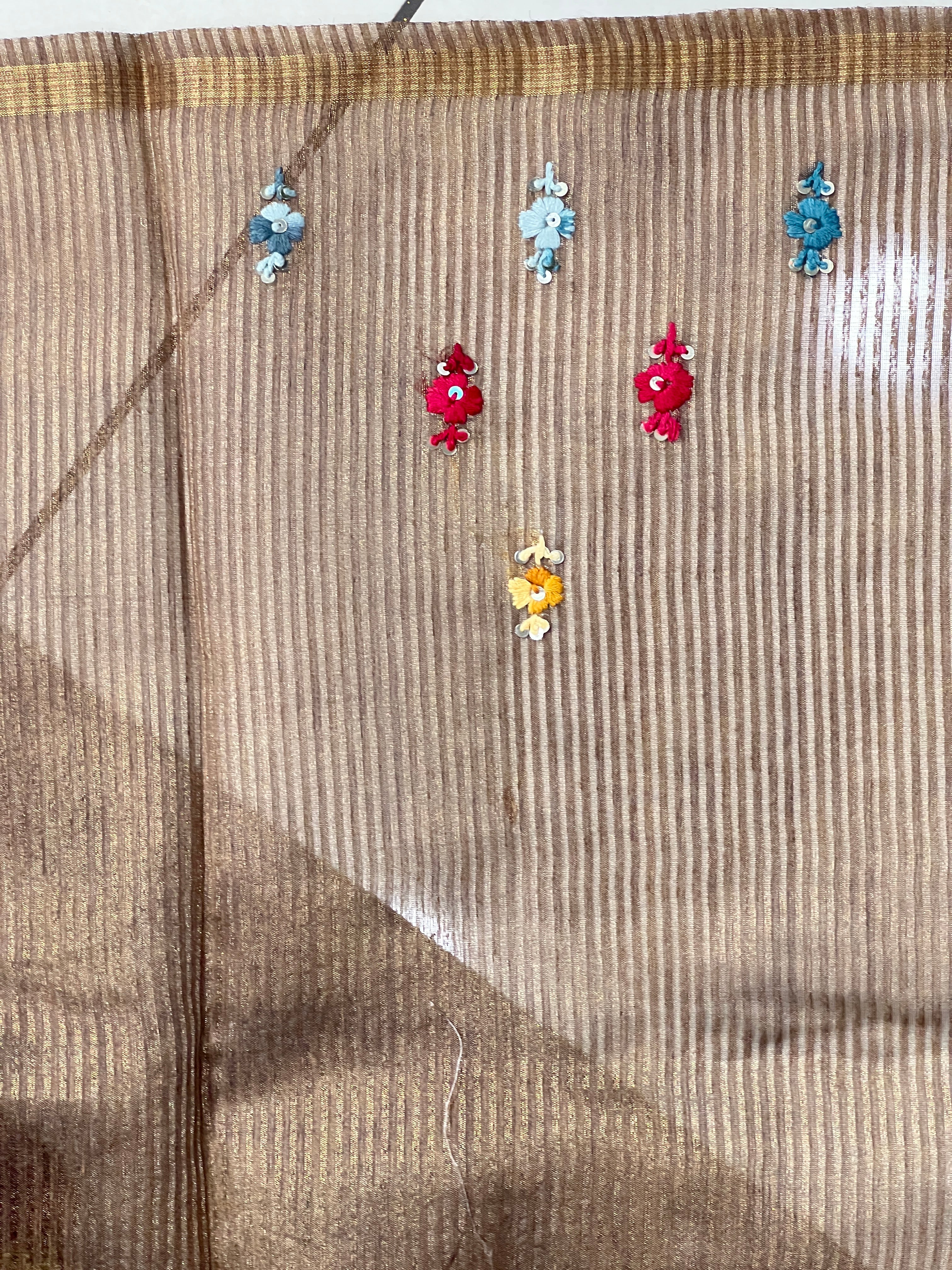 Hand Embroidery With Sequence Detailed Semi Tussar Saree | BLD801