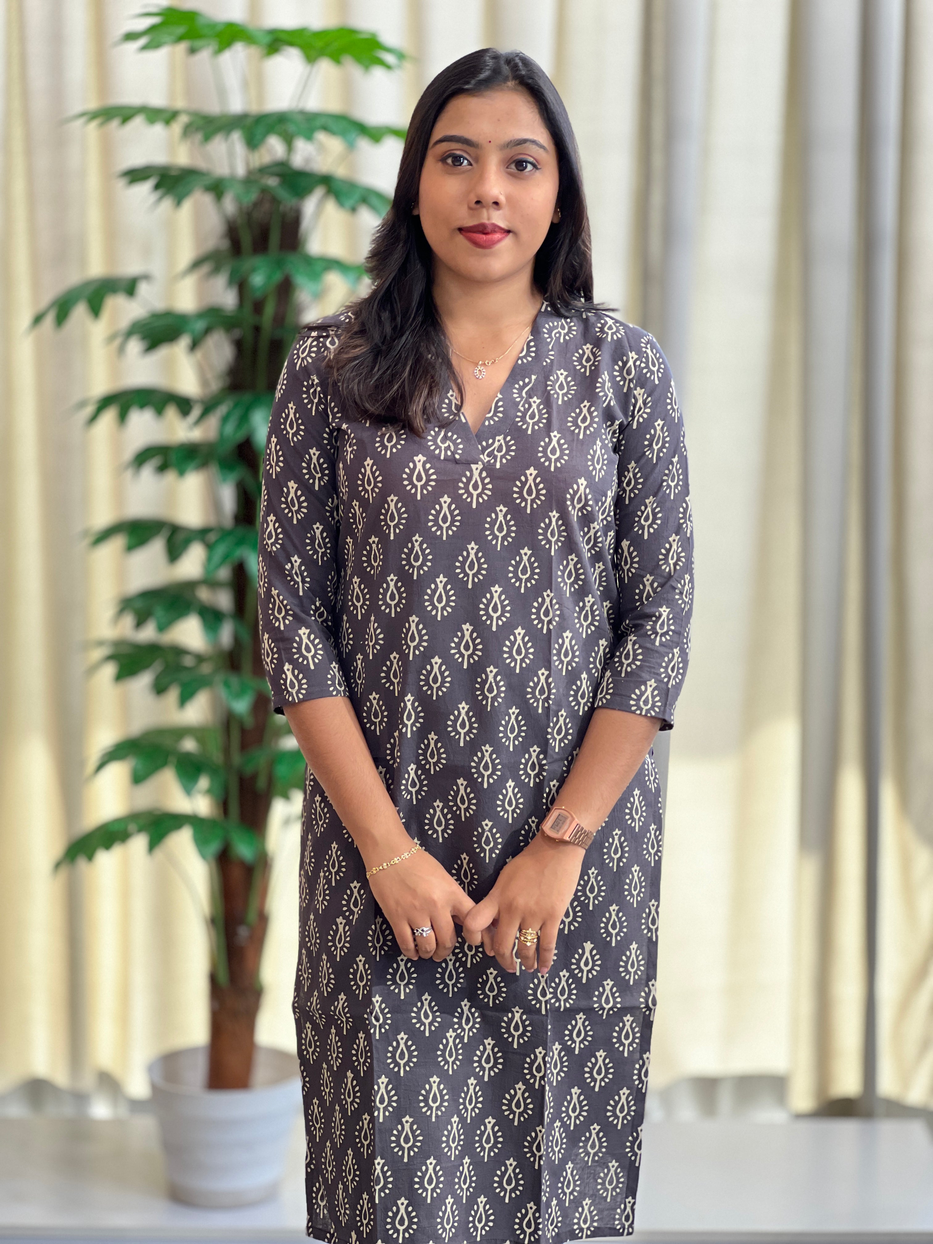 Printed Pattern Cotton Kurta | DNT746