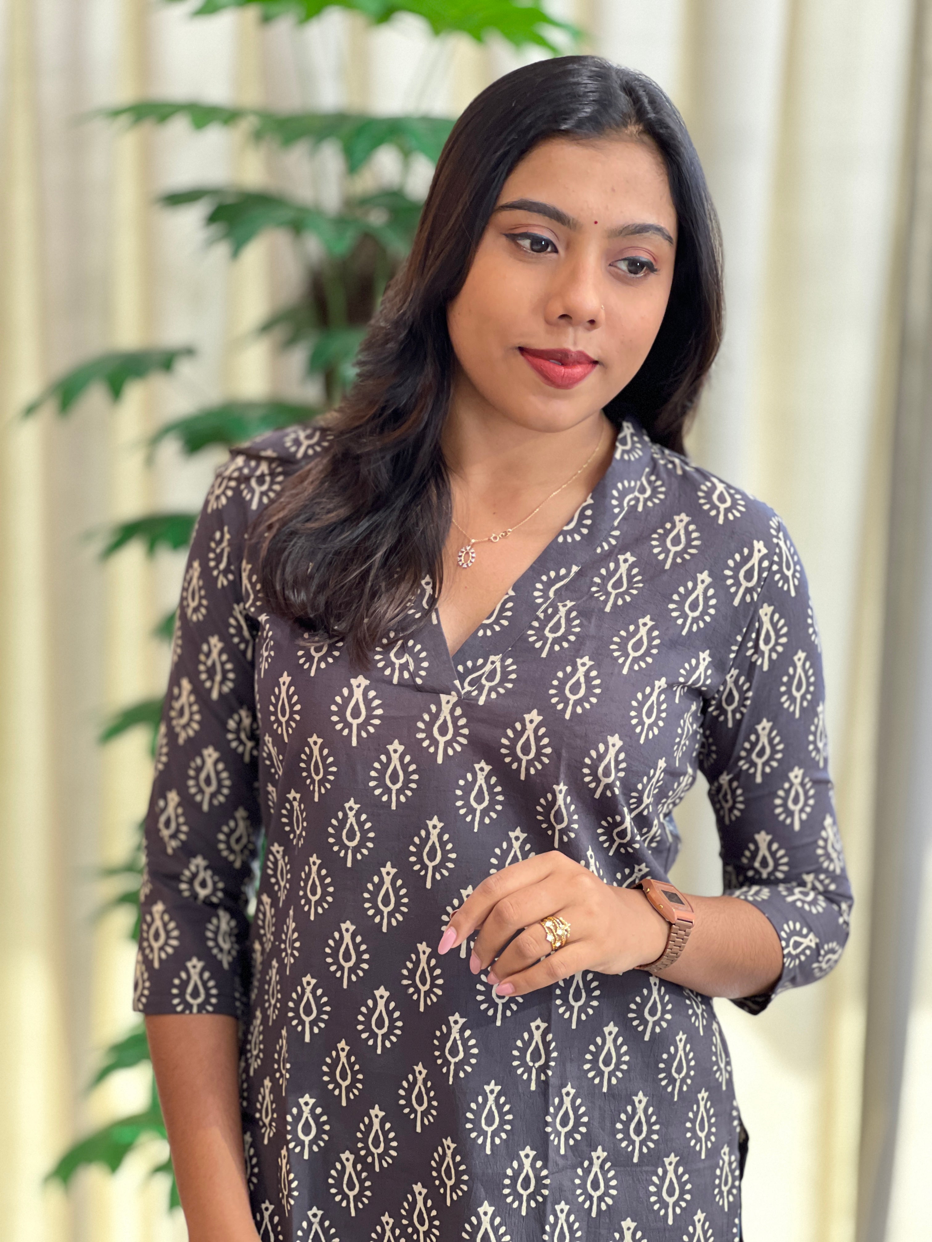 Printed Pattern Cotton Kurta | DNT746