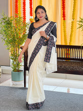 Printed Patch Detailed Kerala Cotton Saree | KAC209