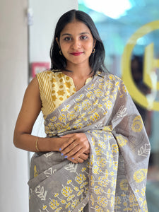 Printed Bhagalpuri Linen Saree | US224