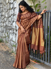 Stripe Weaved Bhagalpuri Linen Saree | SK302