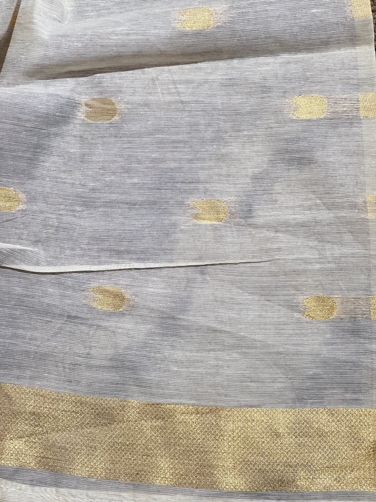 Golden Zari Woven Pattern Chanderi Finish Saree | HT541