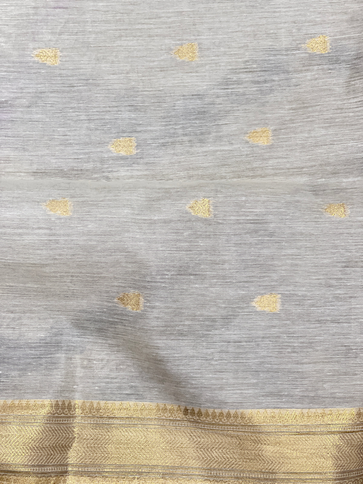 Golden Zari Woven Pattern Chanderi Finish Saree | HT542