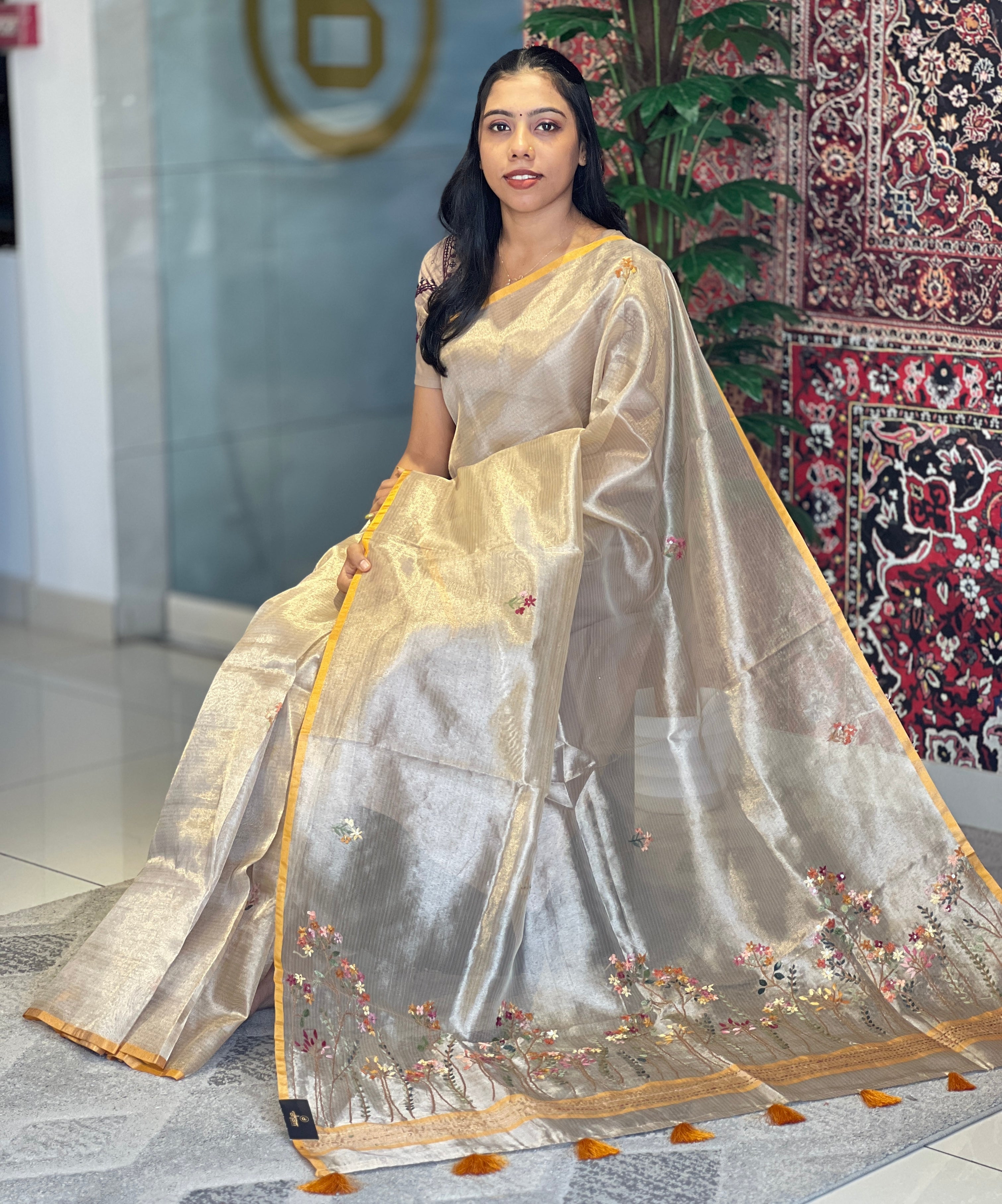Hand Embroidery Tissue Organza Saree | BLD793