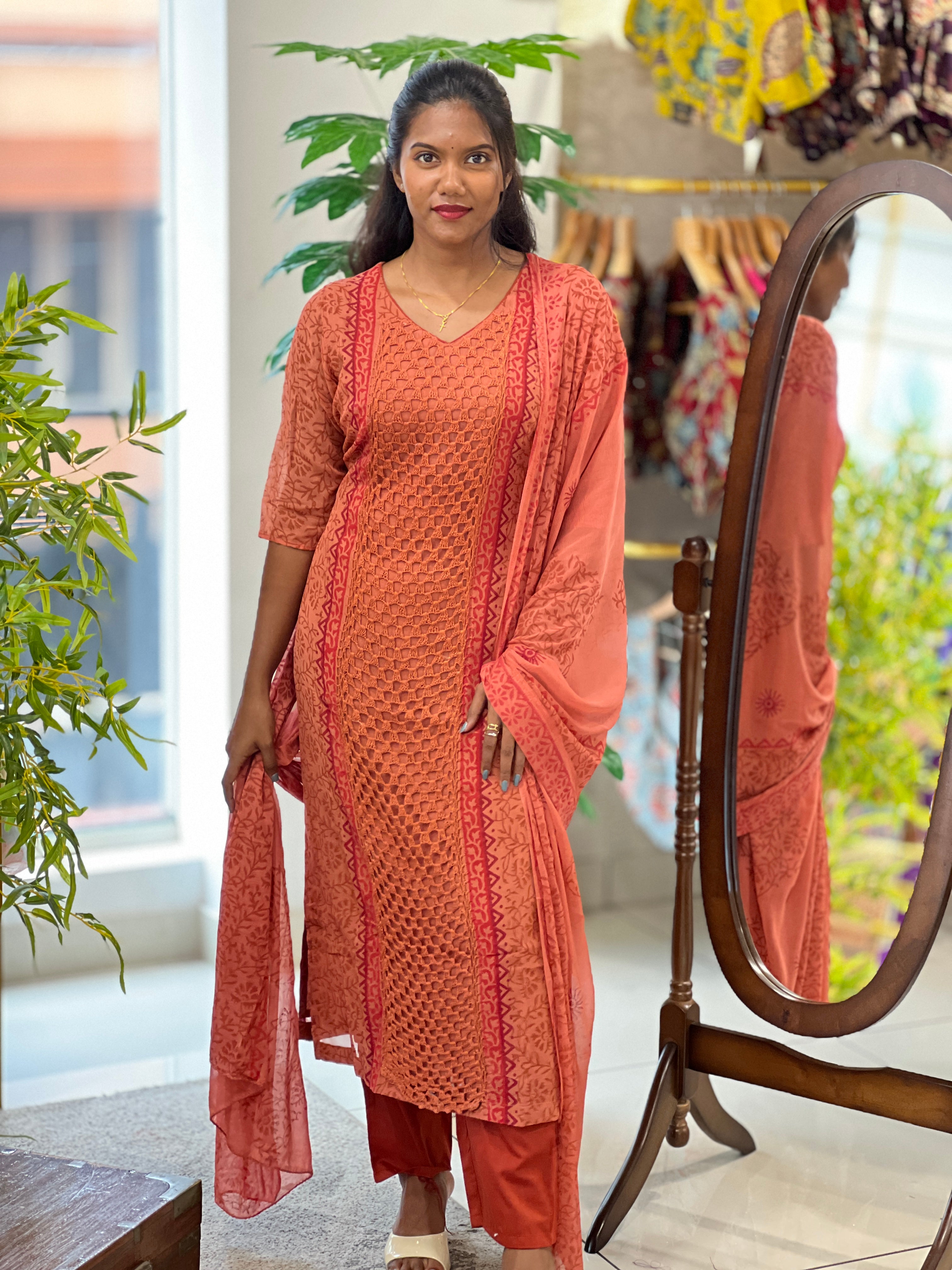 Block Printed Georgette Kurta Set | SLM176