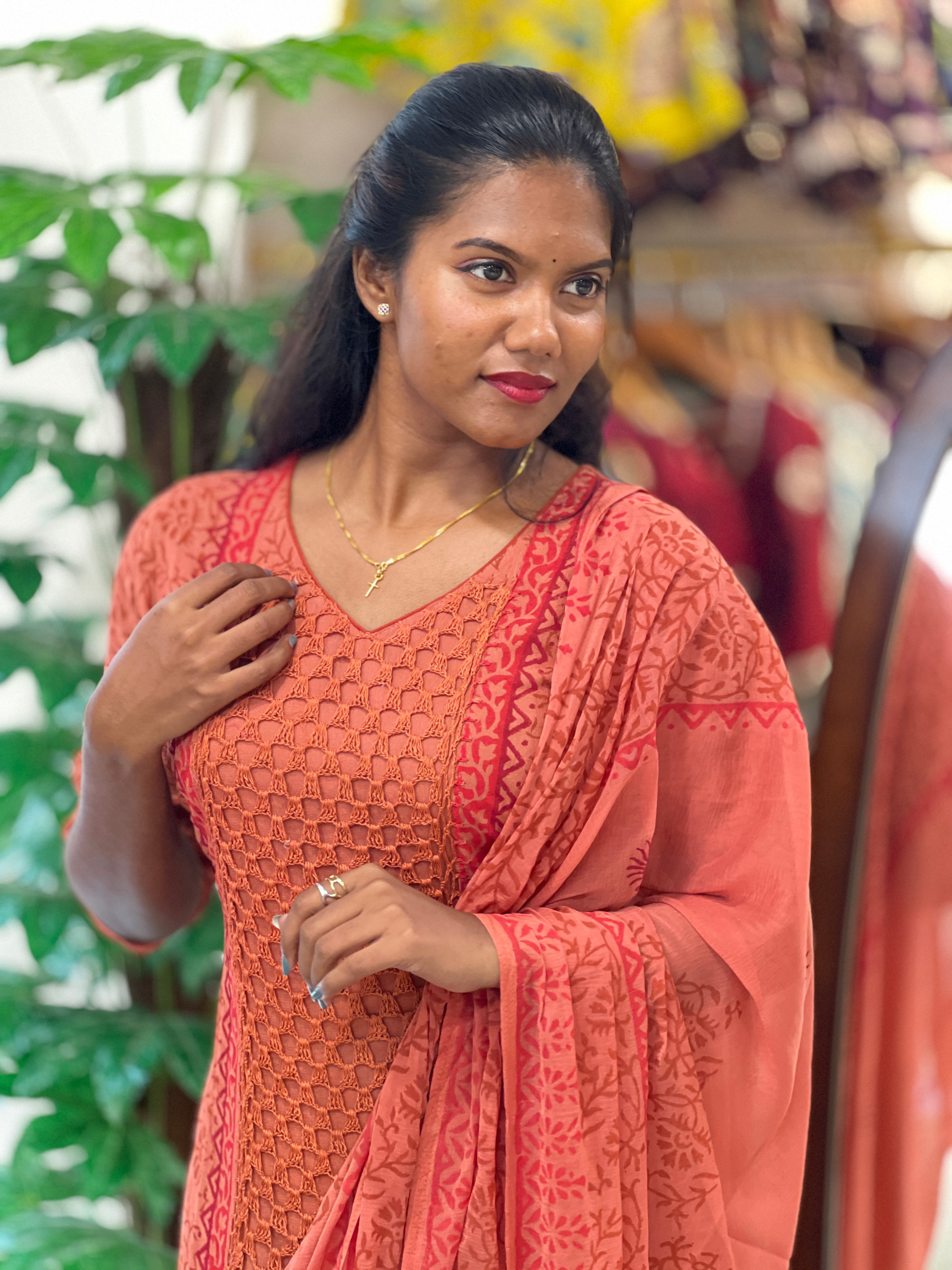 Block Printed Georgette Kurta Set | SLM176