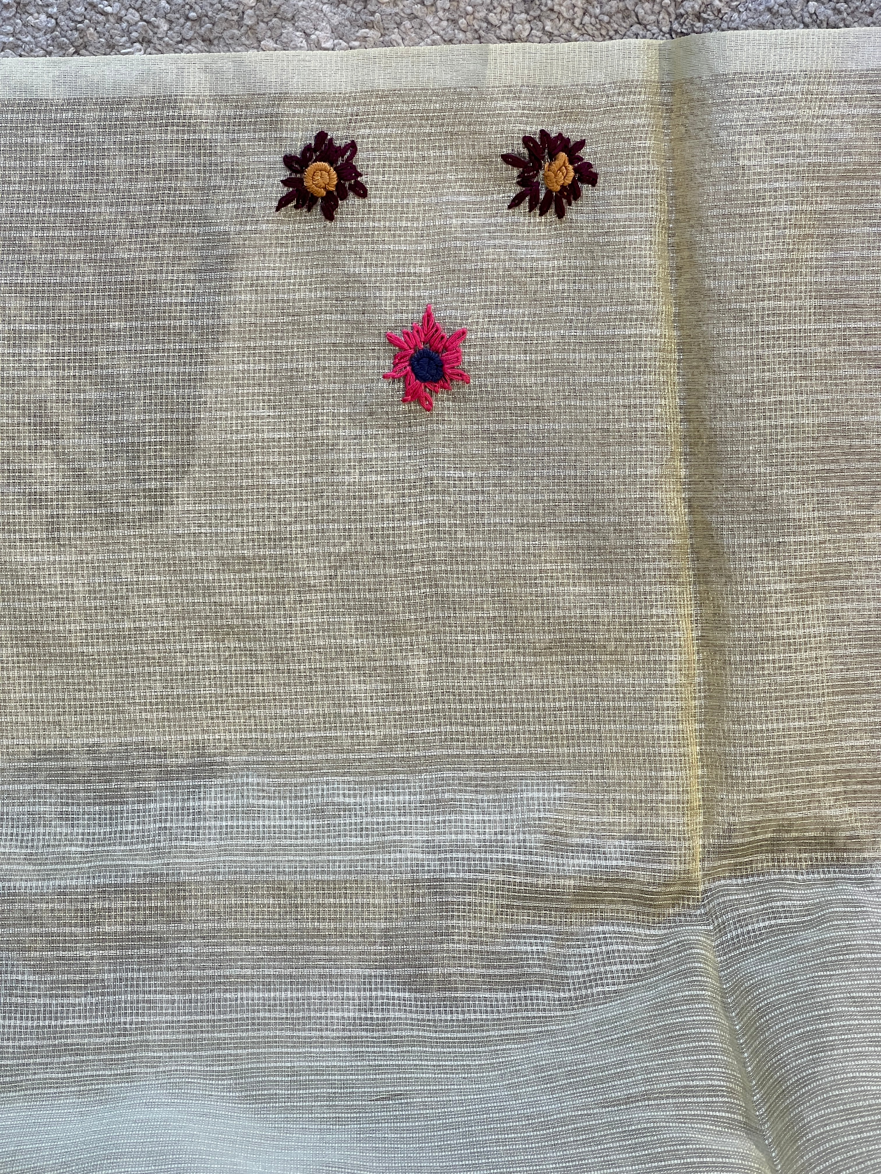 Floral Hand Embroidered Tissue Kota Saree | BLD727