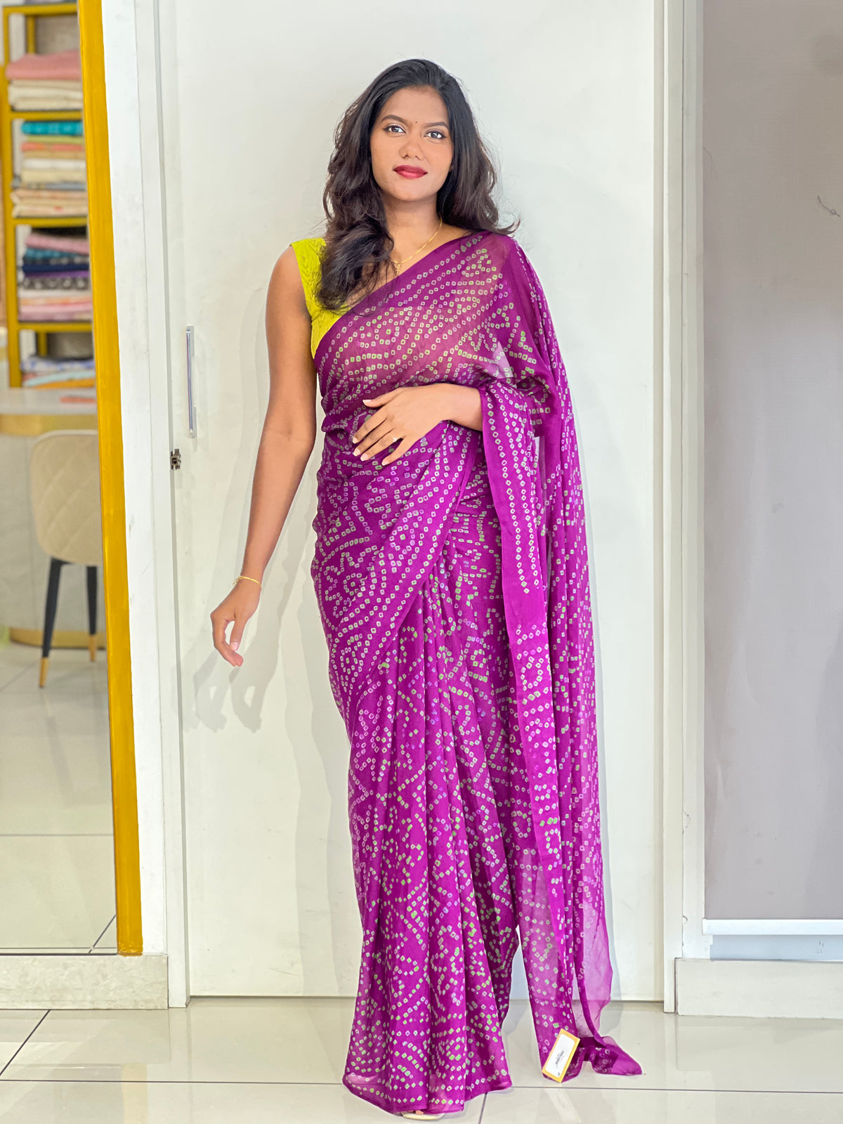 Traditional Hand-done Bandhni Printed Pure Georgette Saree  | MSB138