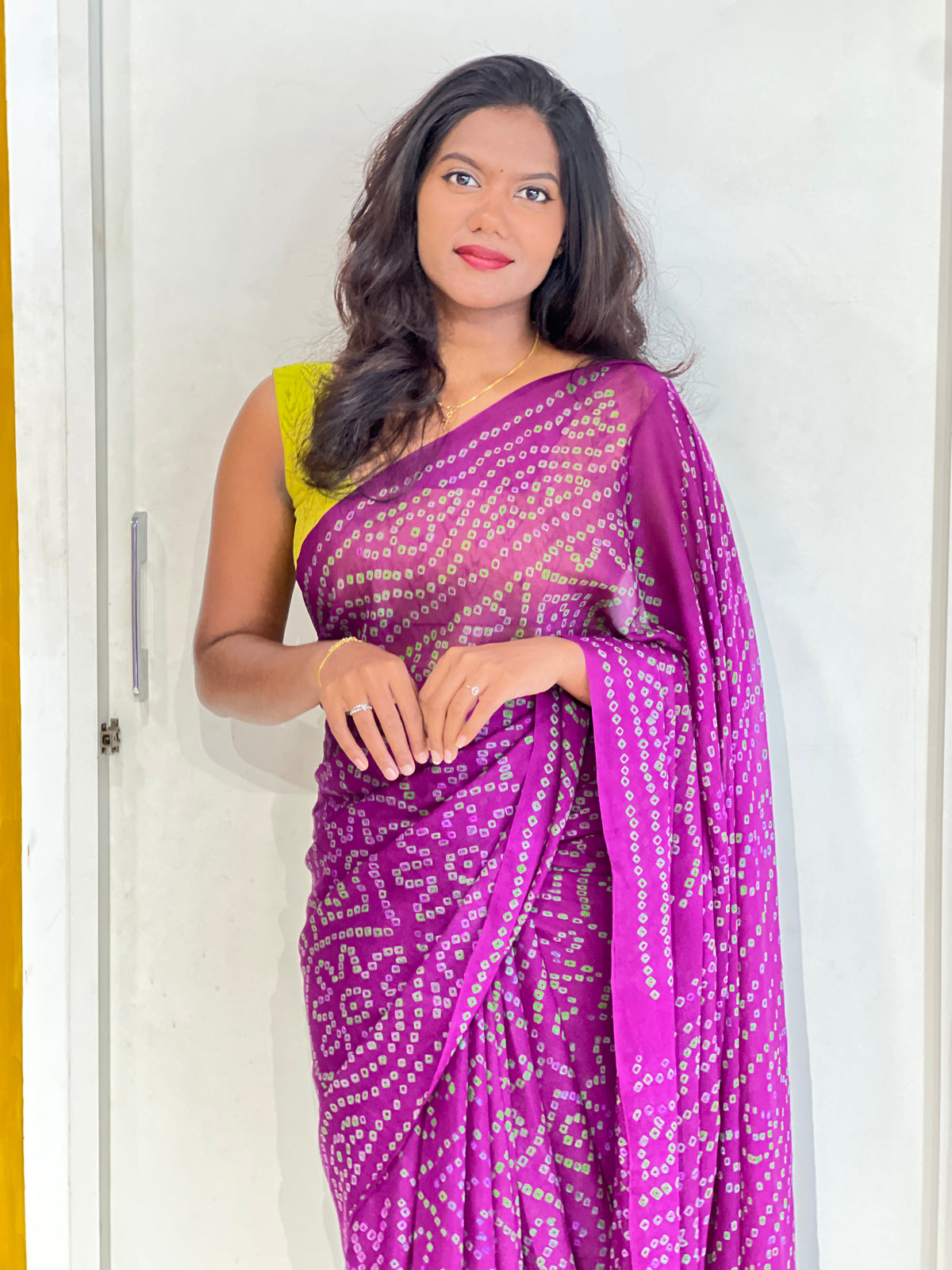 Traditional Hand-done Bandhni Printed Pure Georgette Saree  | MSB138