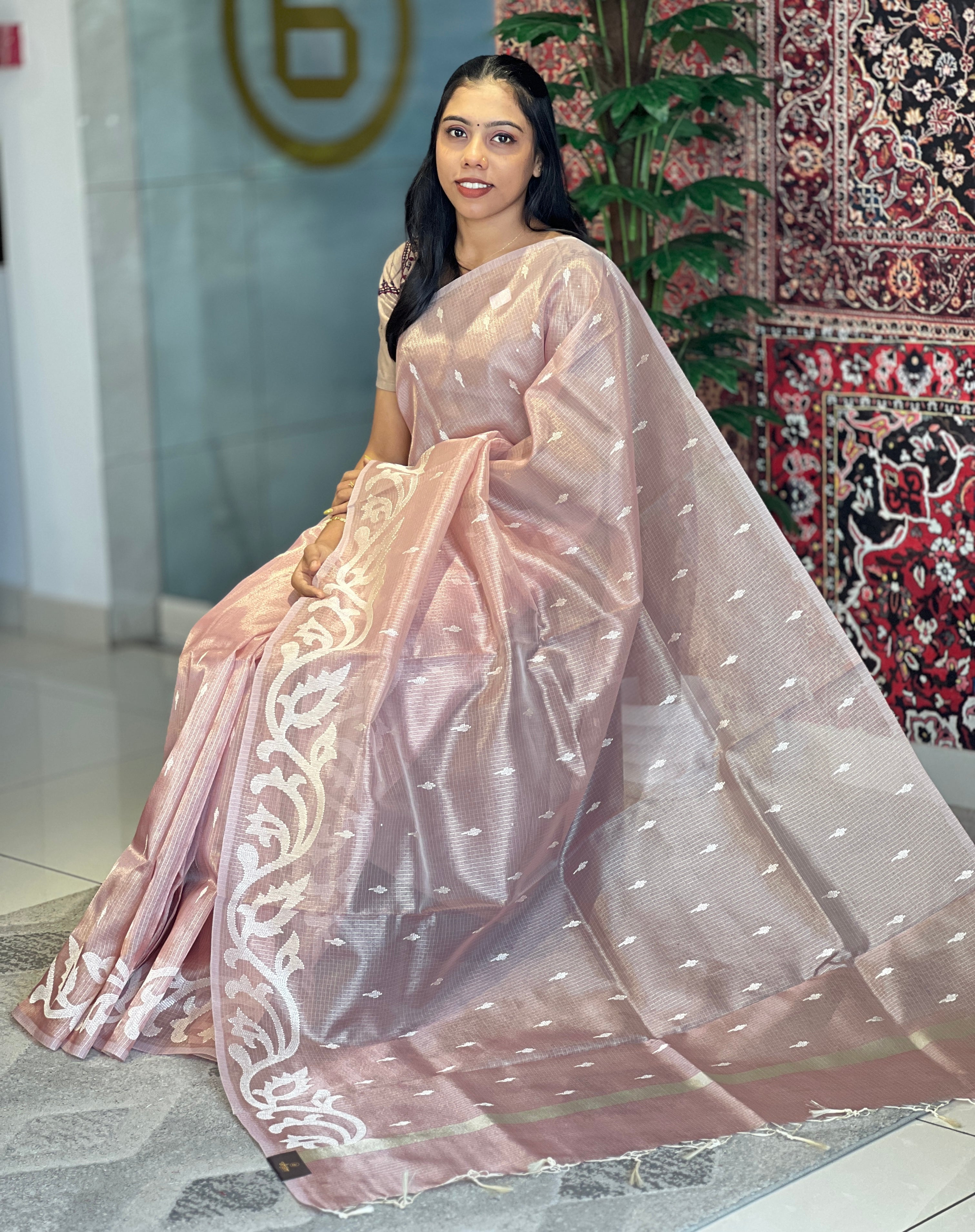 Machine Embroidery Detailed Supernet Kota Saree | BLD744