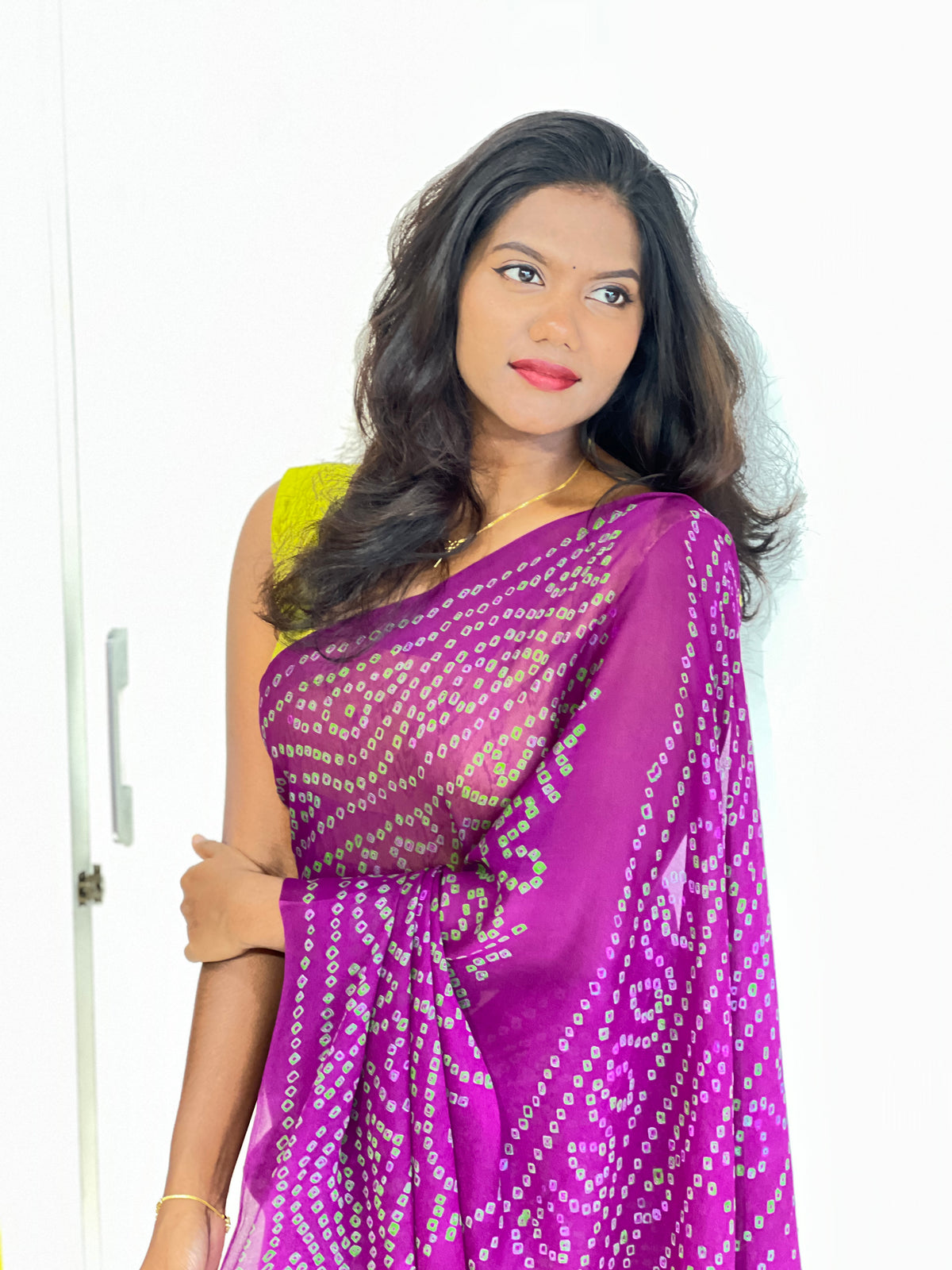Traditional Hand-done Bandhni Printed Pure Georgette Saree  | MSB138