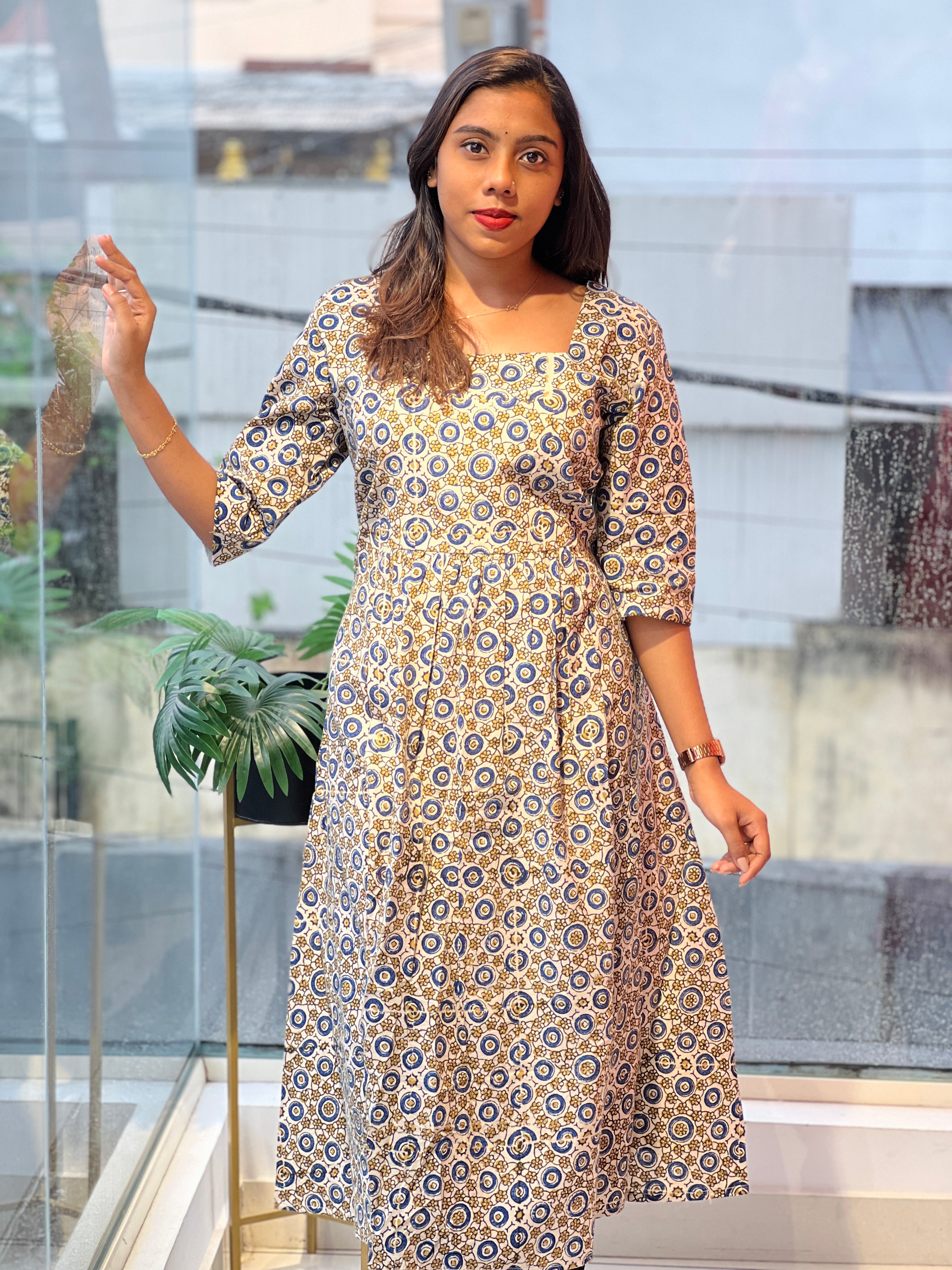 Printed Cotton A - Line Kurta | DNT883