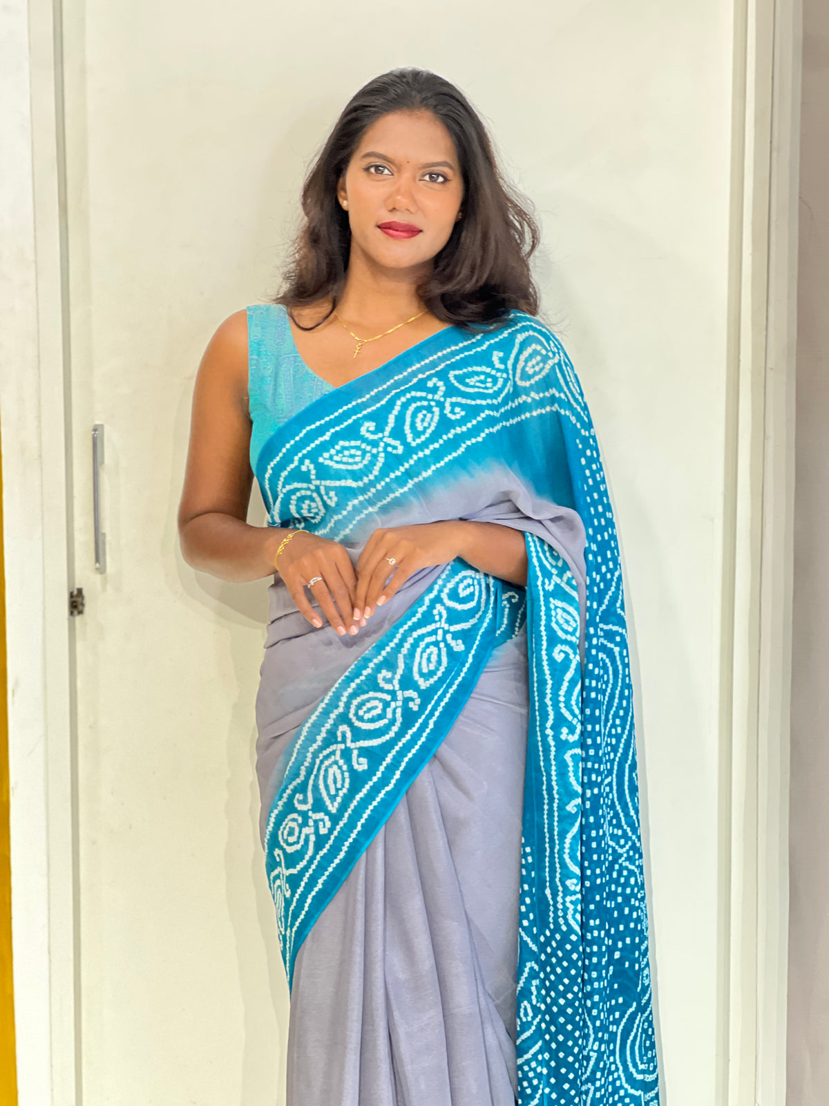 Tie & Dye Bandhini Printed Pure Georgette Saree | MSB142