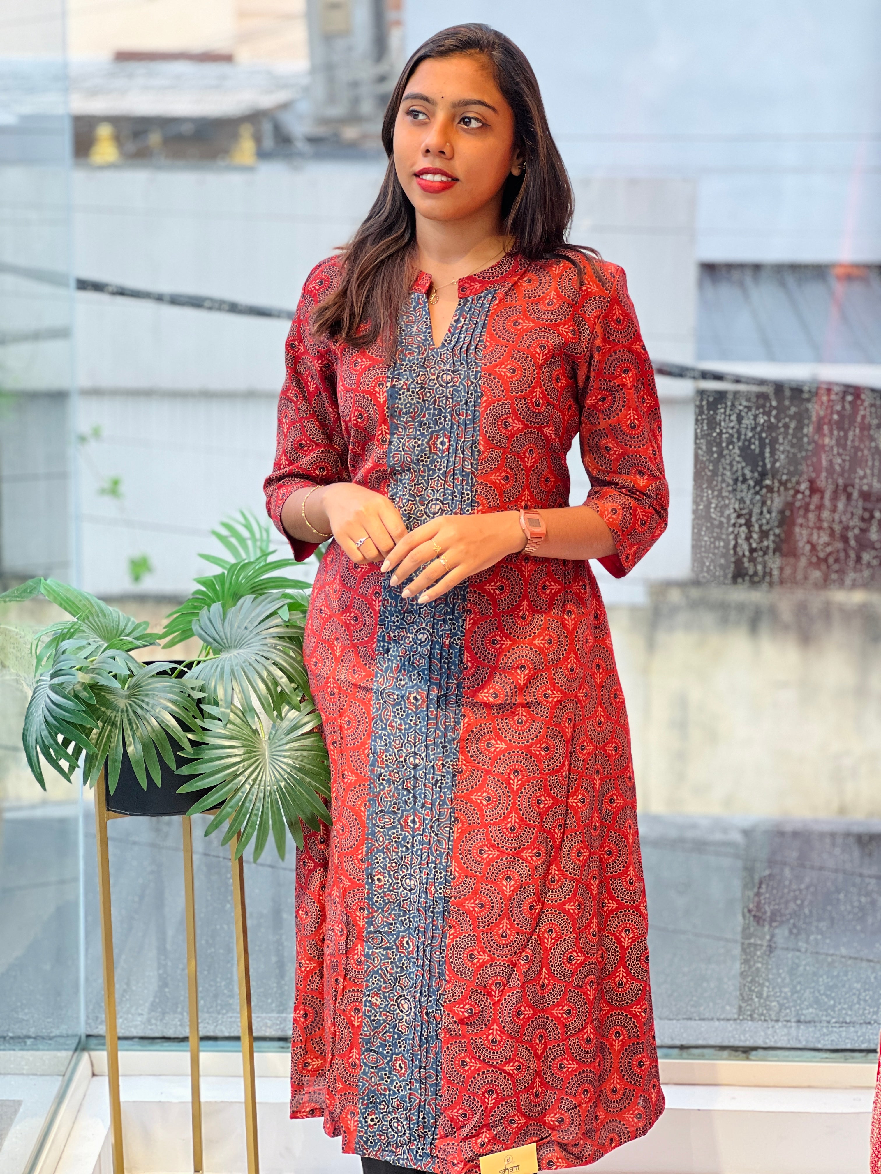 Printed Cotton Aline Kurta | DNT889