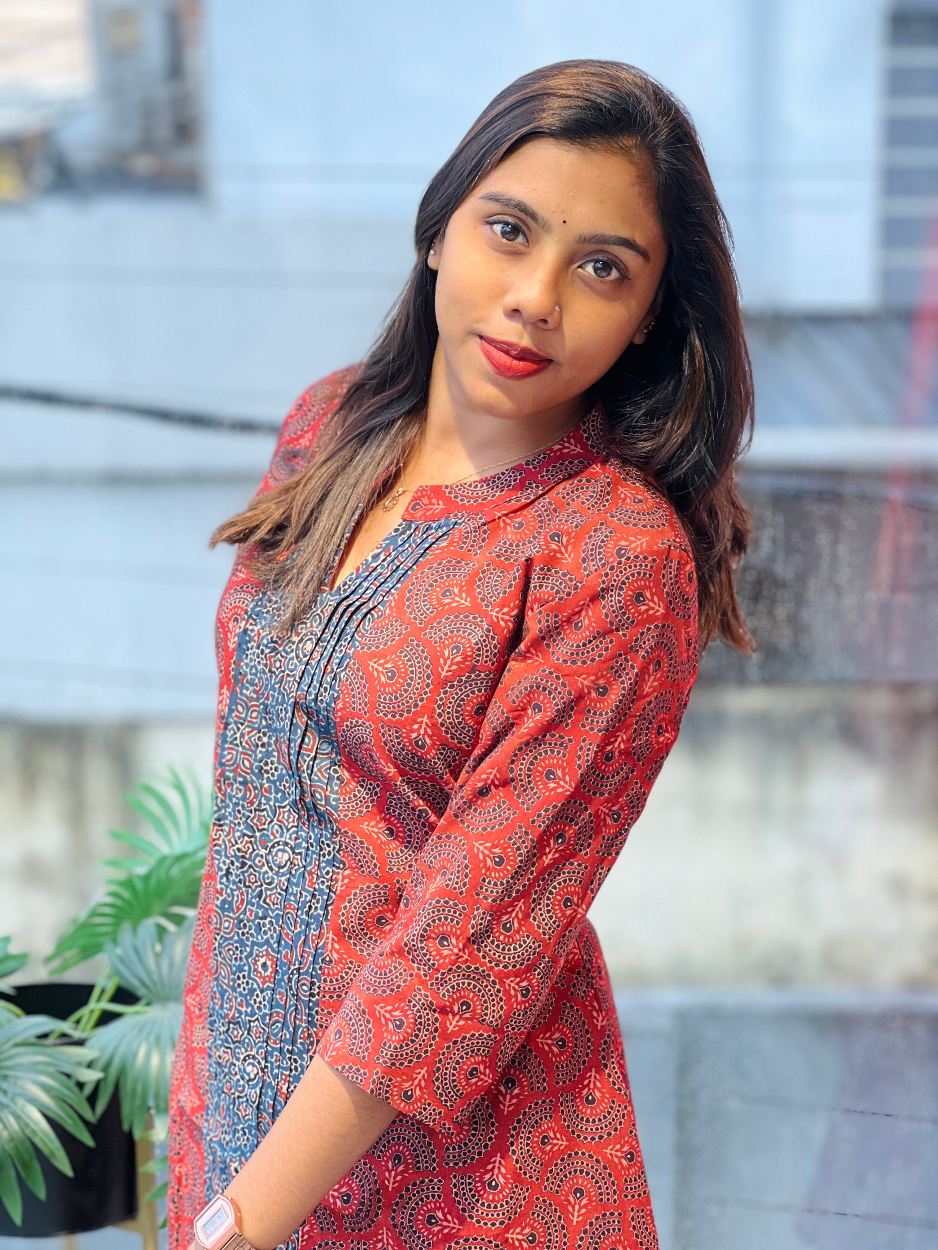 Printed Cotton Aline Kurta | DNT889