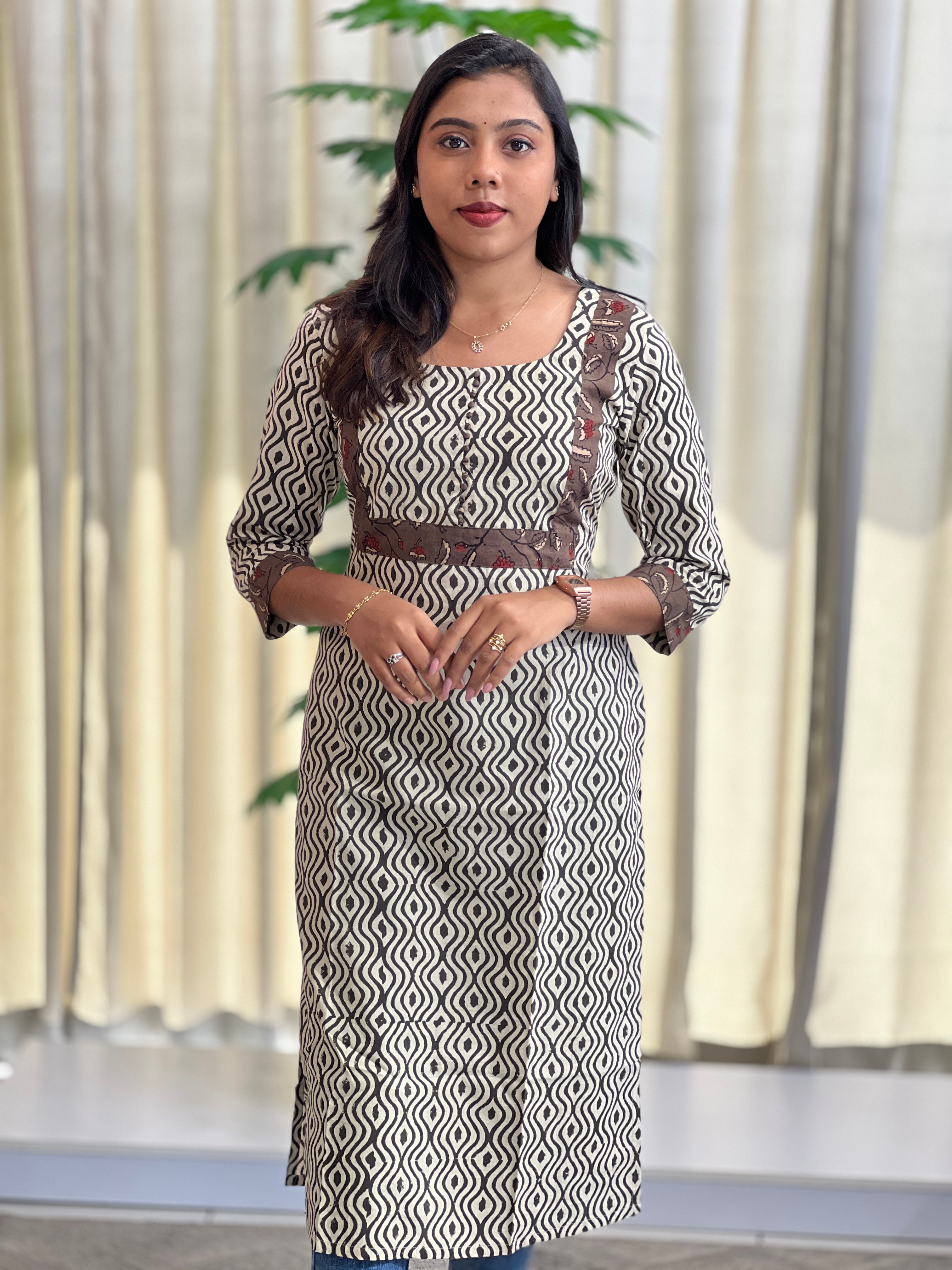 Printed Pattern Cotton Kurta | DNT782