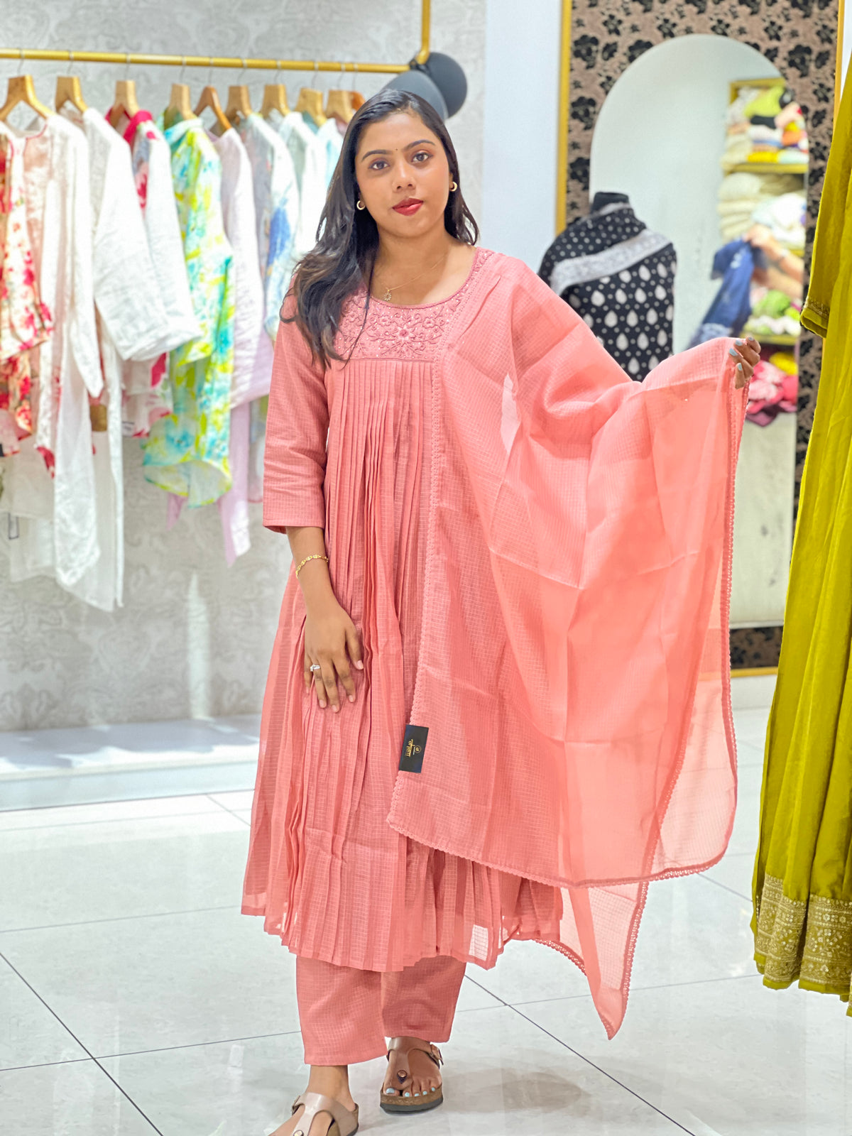 Handwork Detailed Silky Kota Kurta Set | SLM228