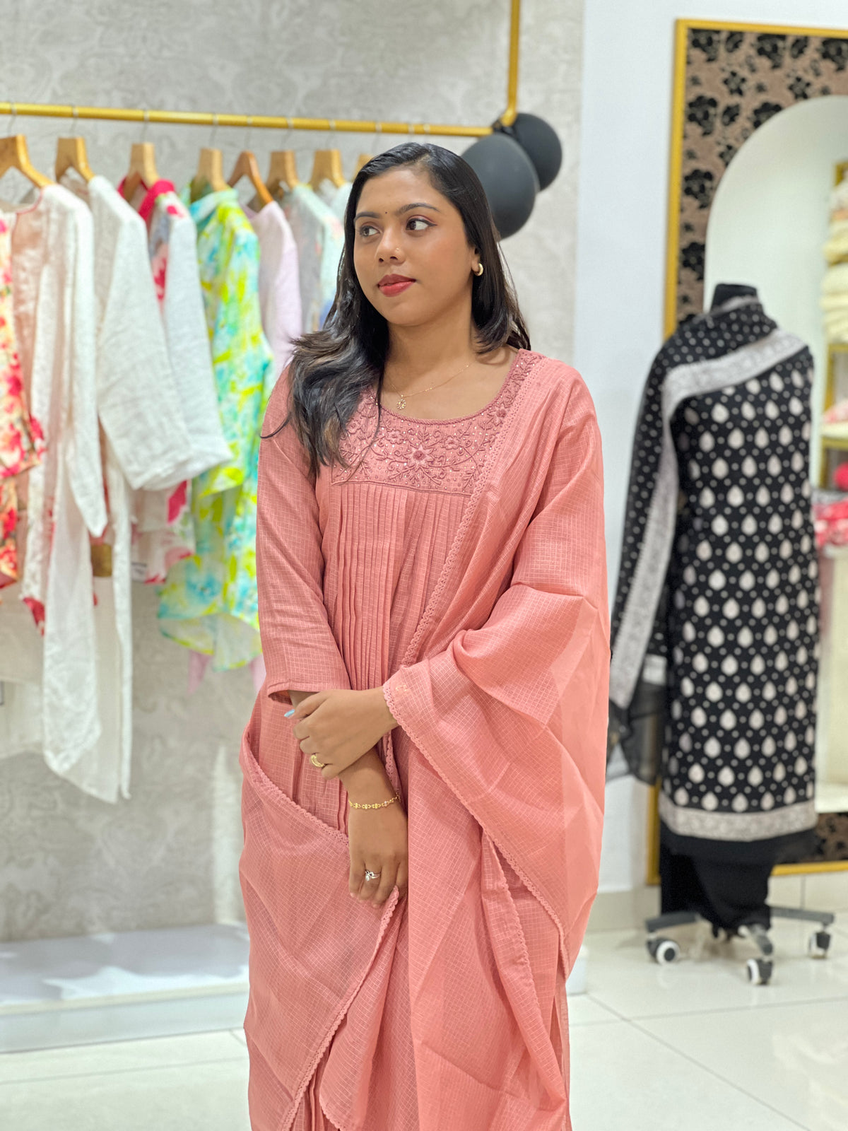 Handwork Detailed Silky Kota Kurta Set | SLM228