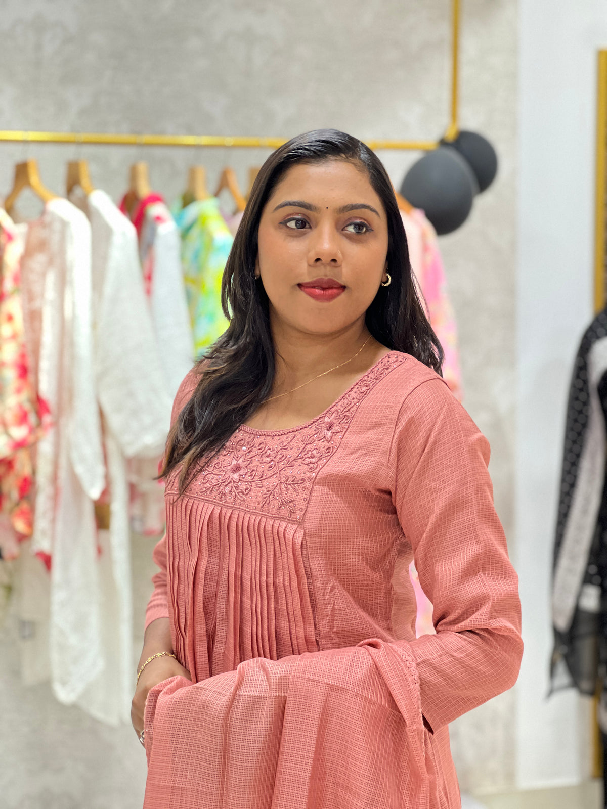 Handwork Detailed Silky Kota Kurta Set | SLM228
