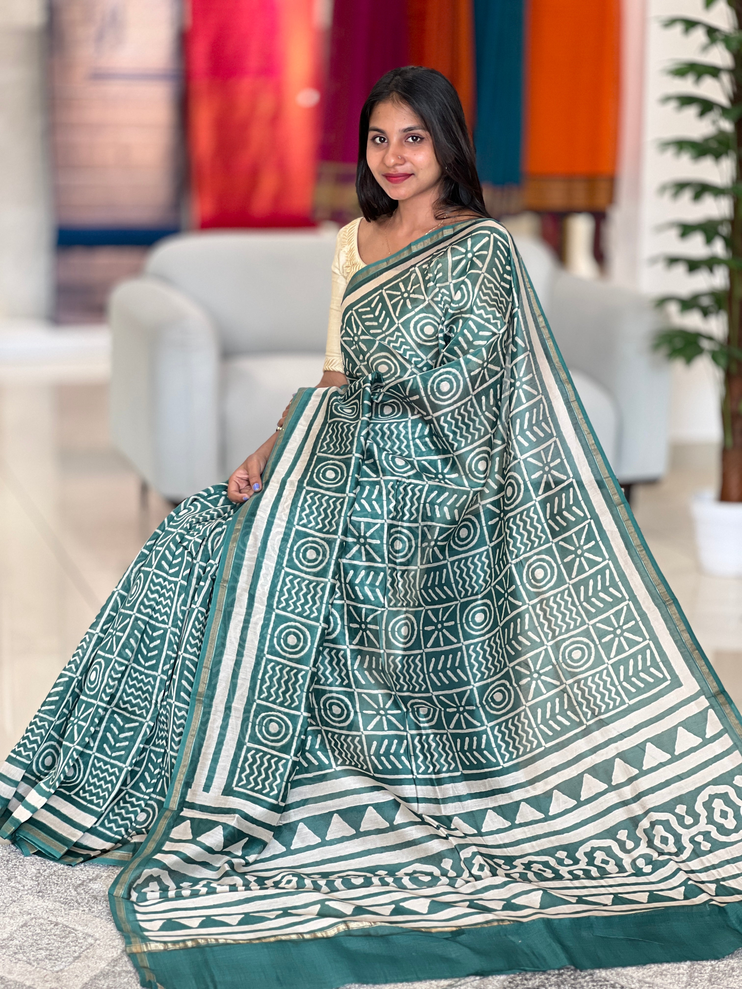 Printed Chanderi Saree | LP137