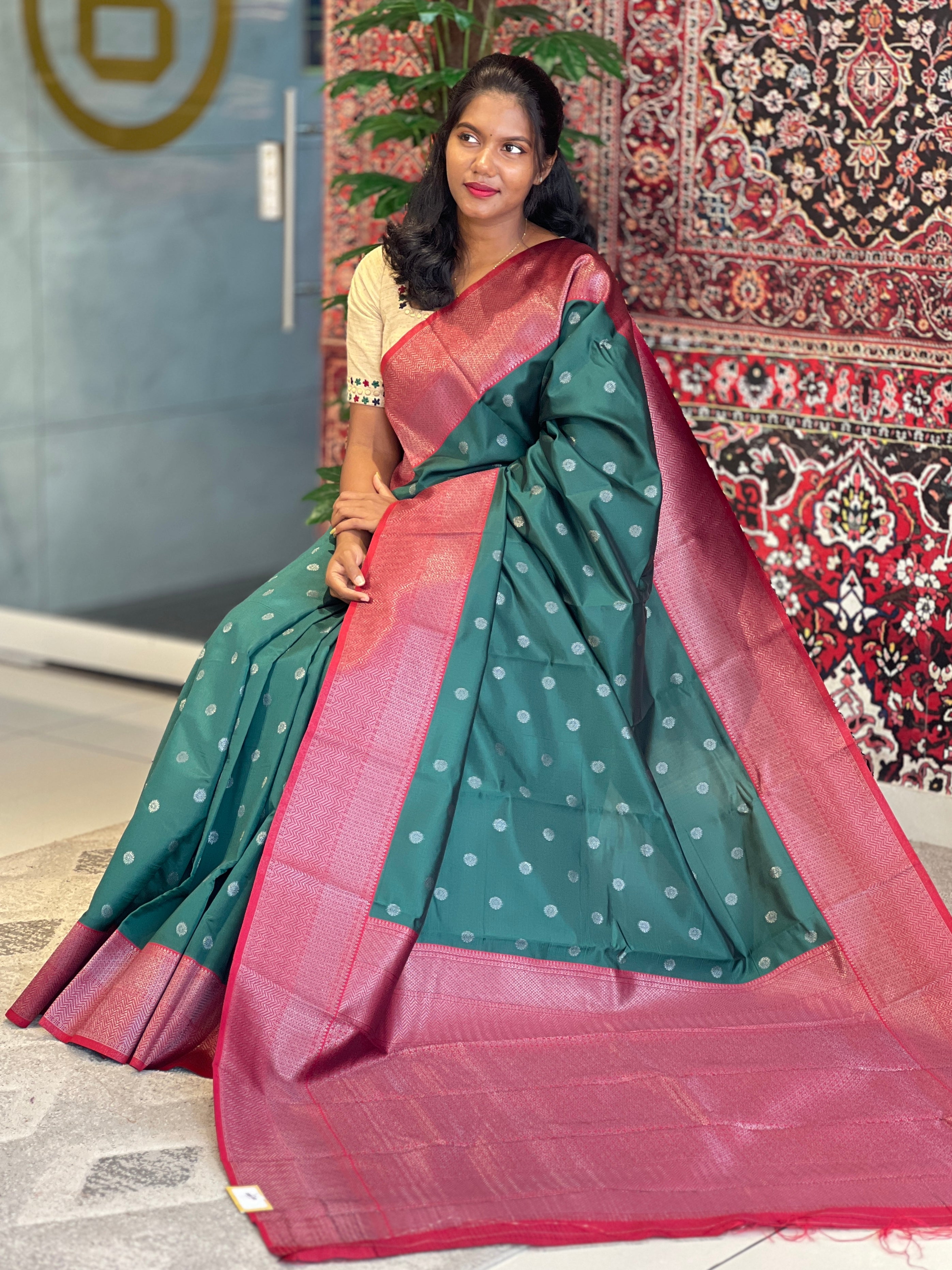 Zari Weaved Butta Detailed Semi Silk Saree | KAC218