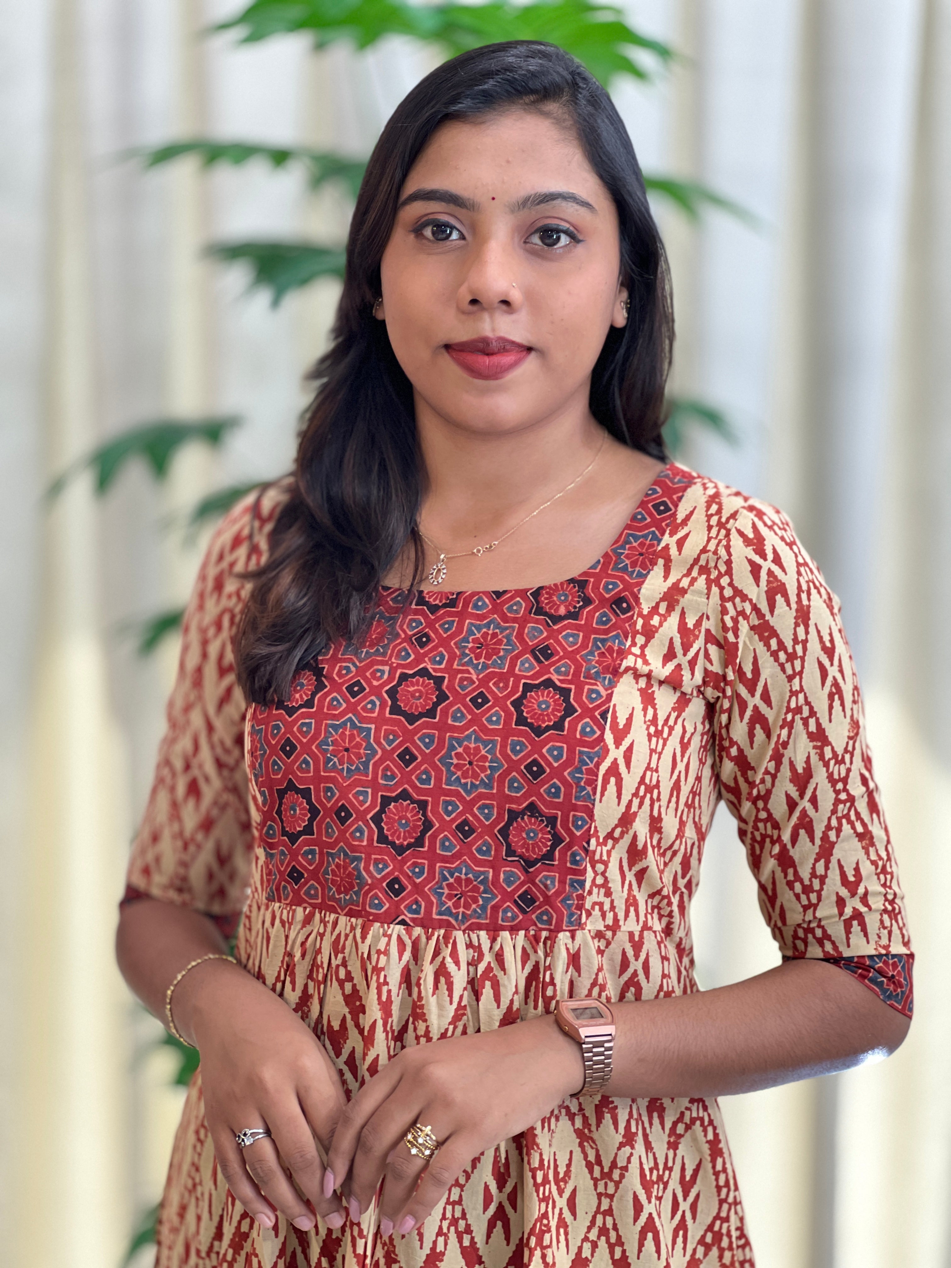 Ikat Inspired Printed Cotton Kurta | DNT954