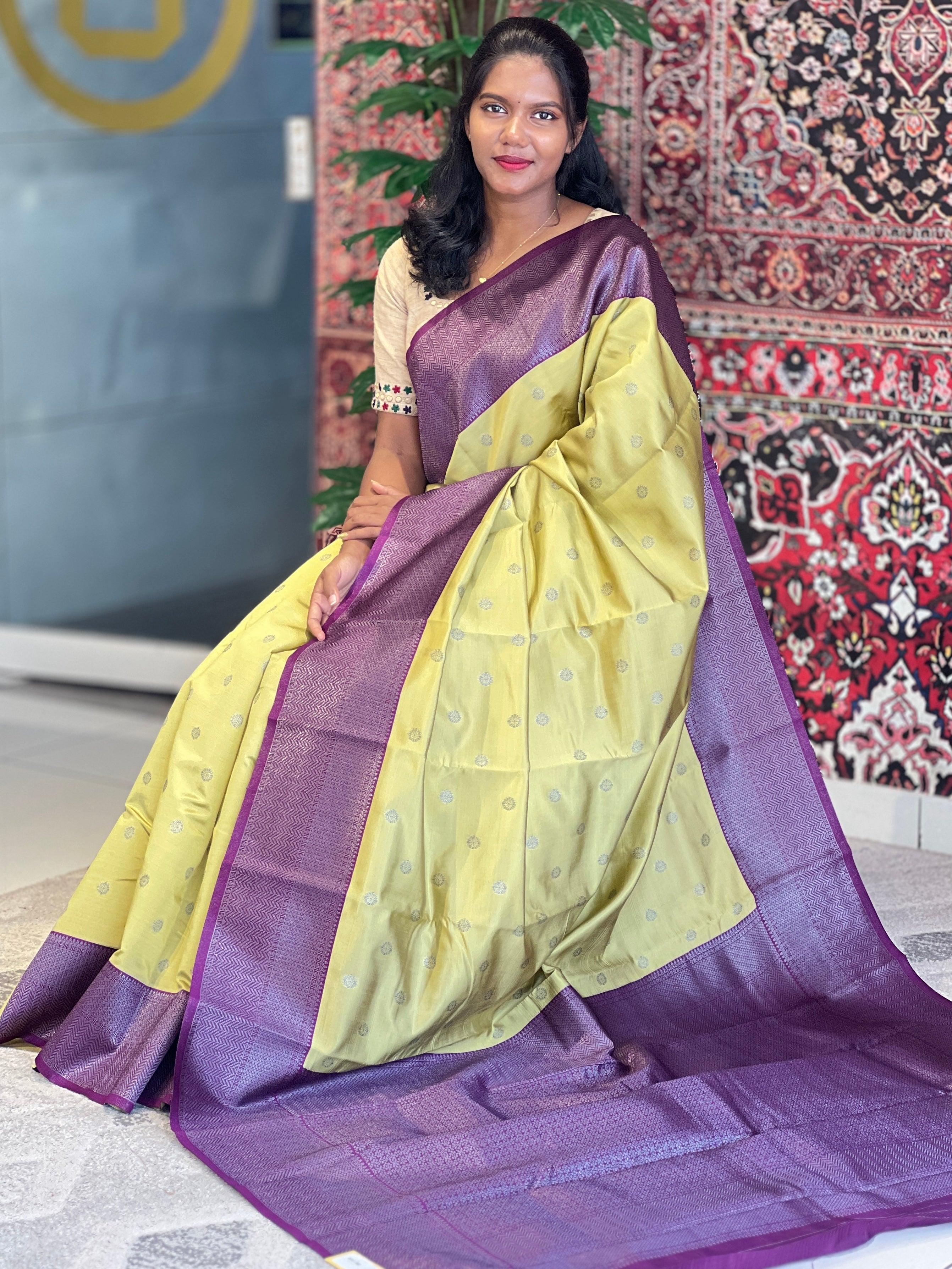Zari Weaved Butta Detailed Semi Silk Saree | KAC219