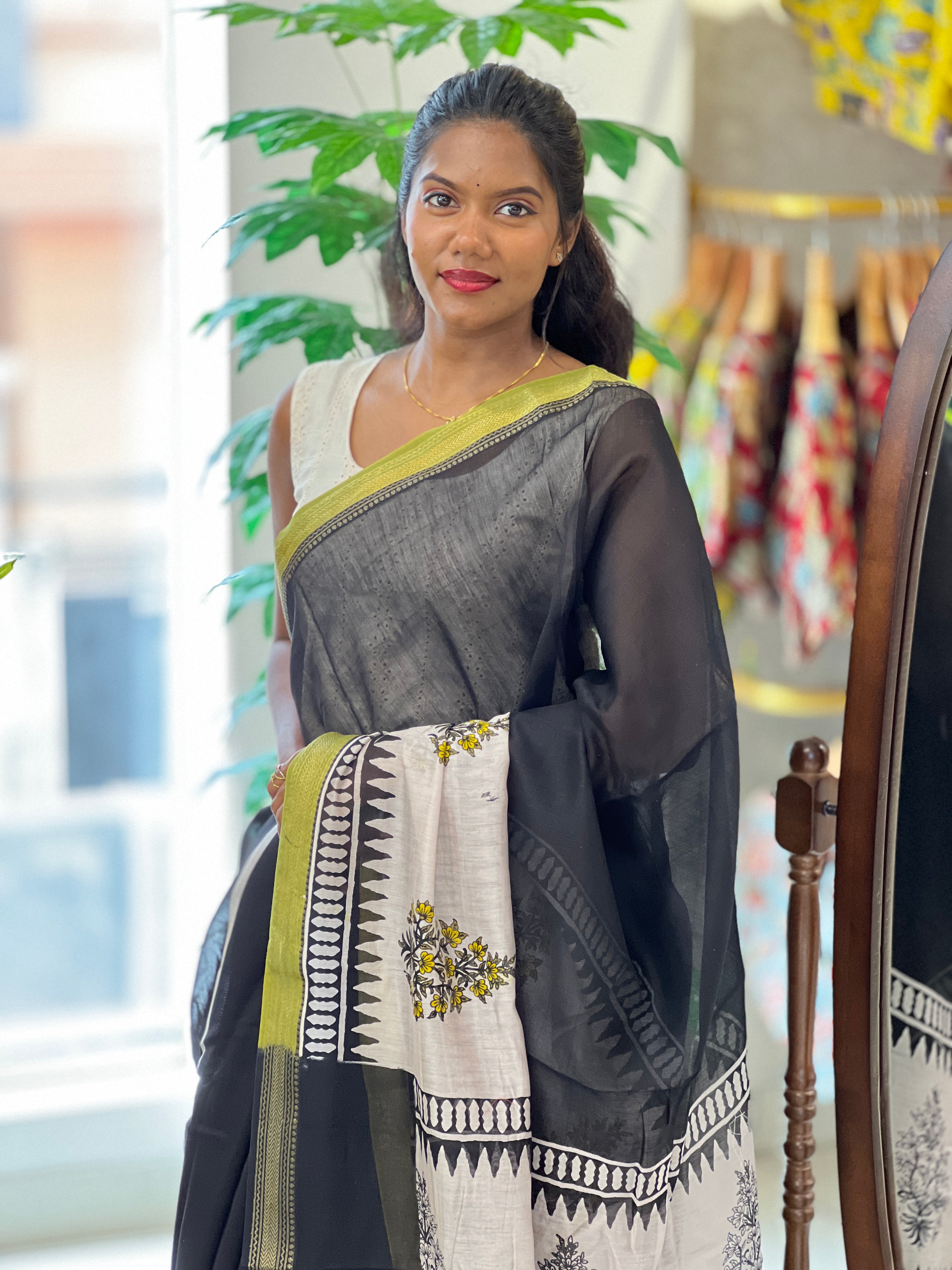 Printed Motif Chanderi Saree | BHB101