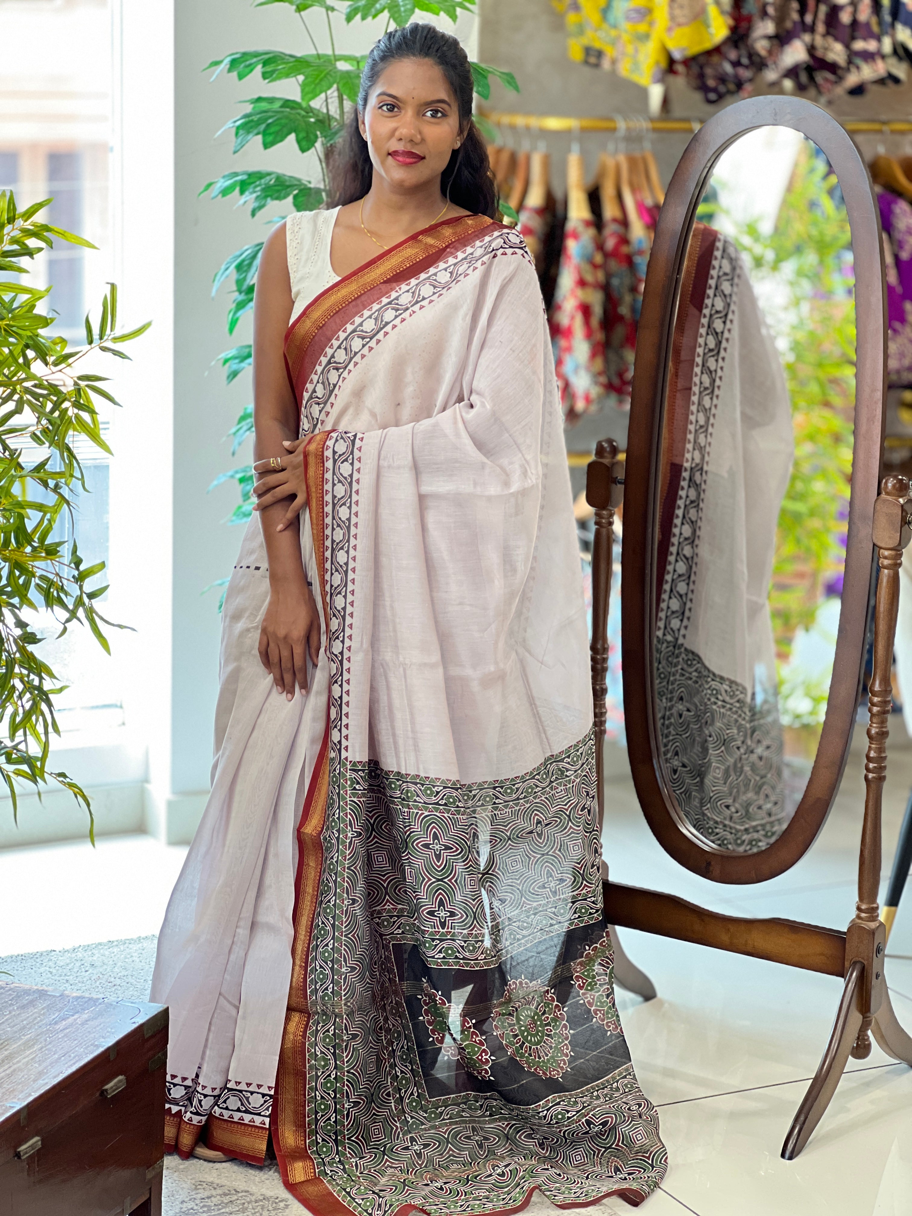 Printed Motif Chanderi Saree | BHB103