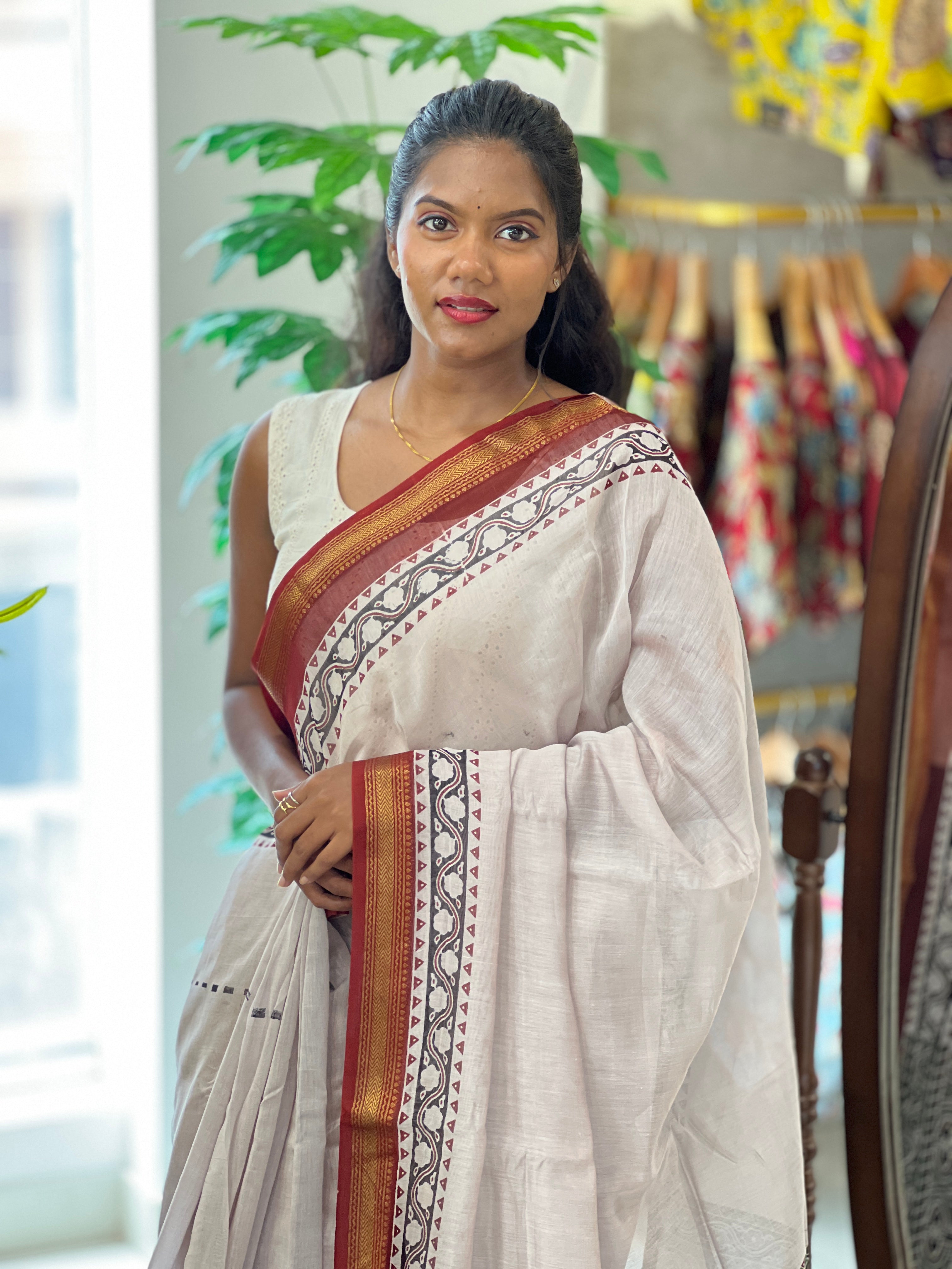 Printed Motif Chanderi Saree | BHB103