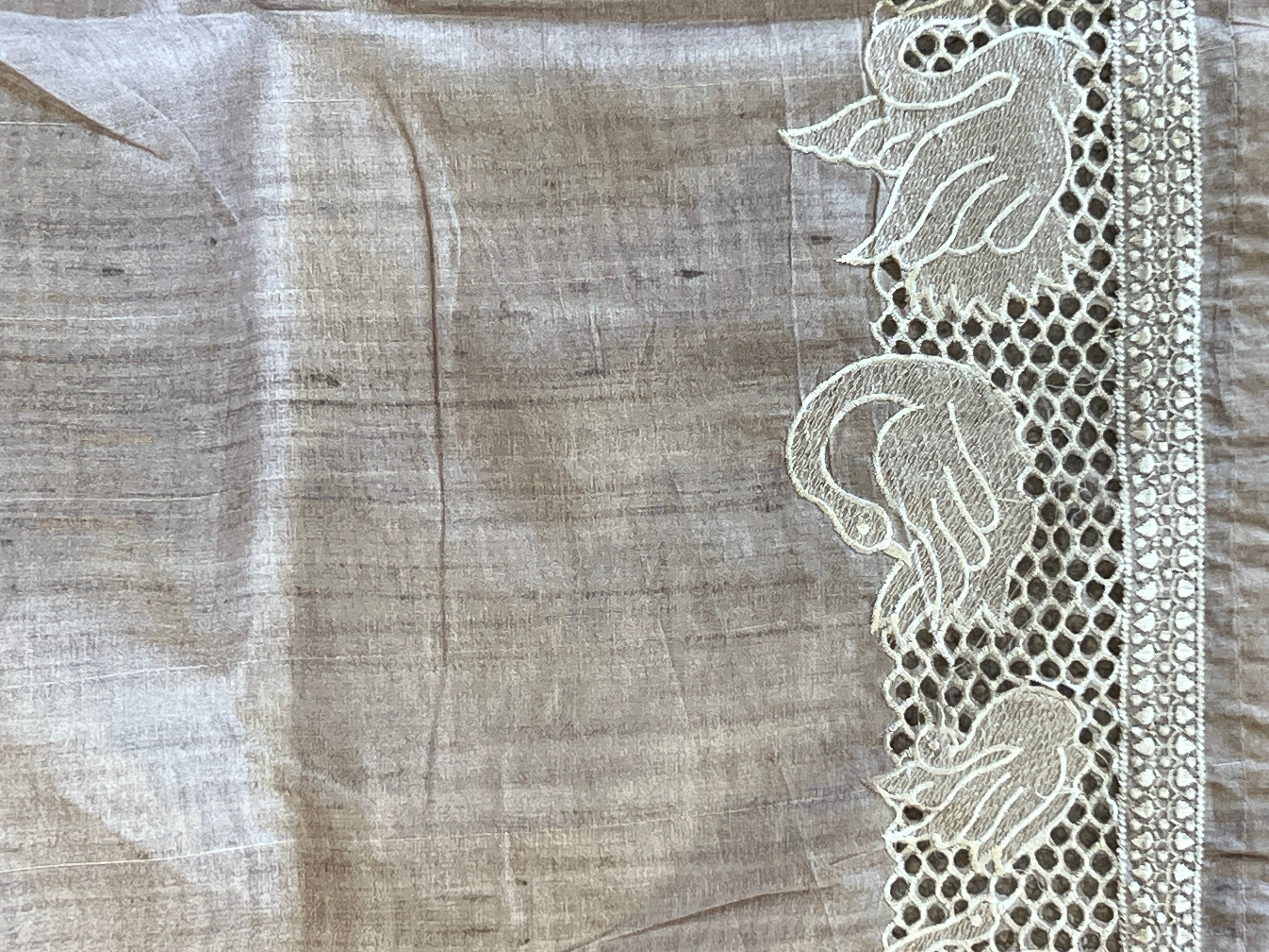 Printed Embroidery & Cutwork Detailed Semi Tussar Saree | SVF177