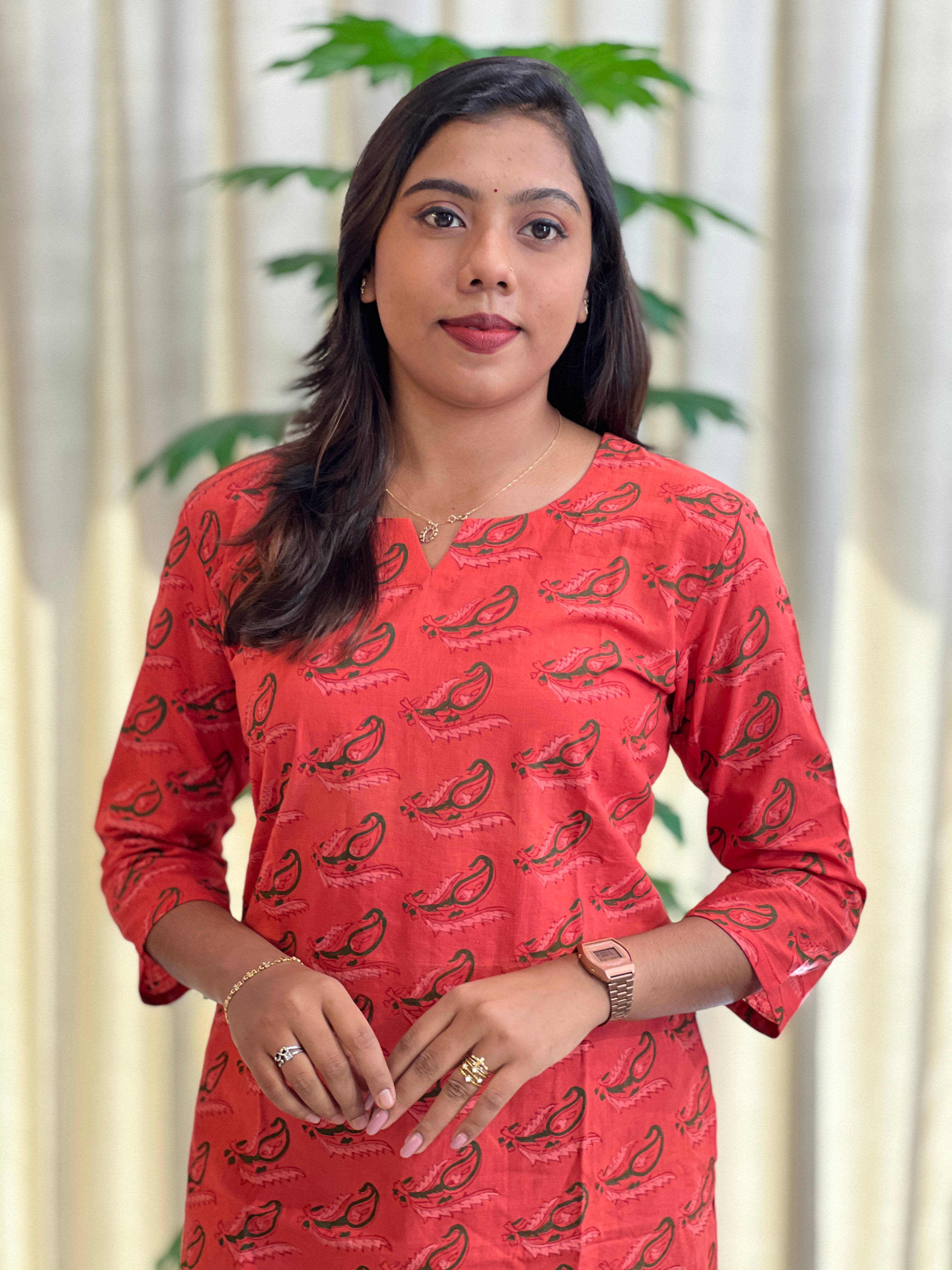 Printed Pattern Cotton Kurta | DNT700