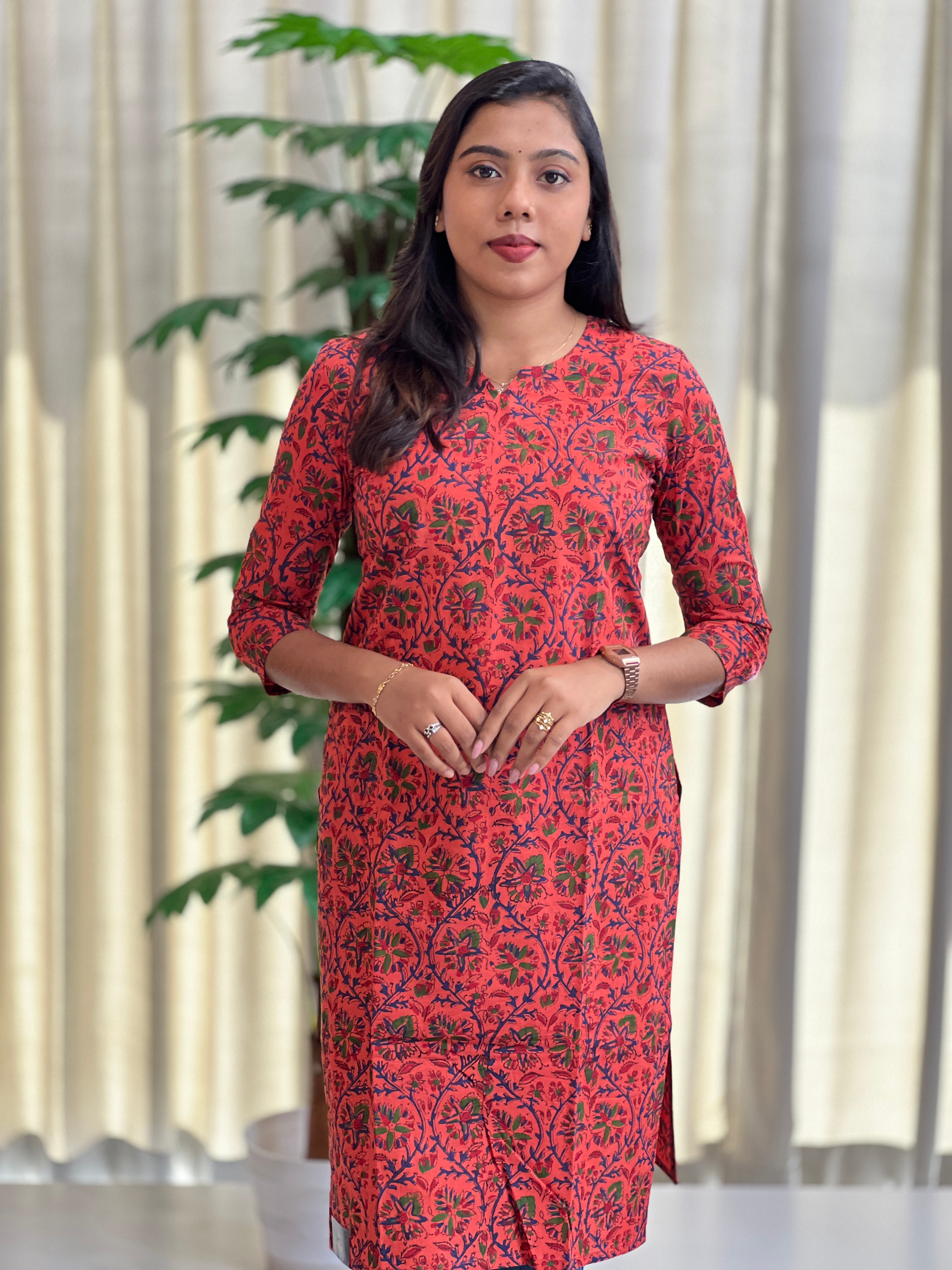 Hand Block Printed Cotton Kurta | DNT704