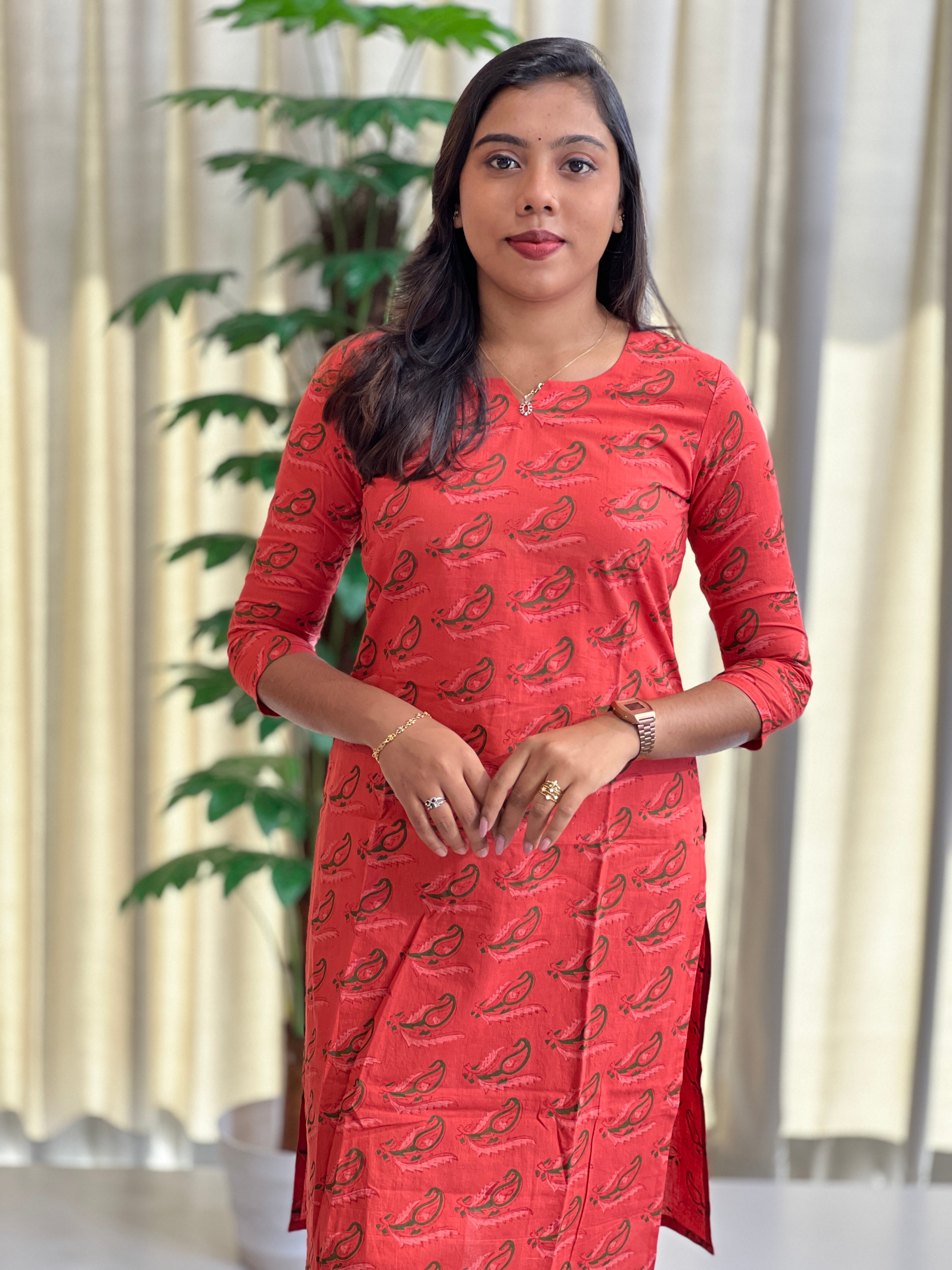 Printed Pattern Cotton Kurta | DNT712