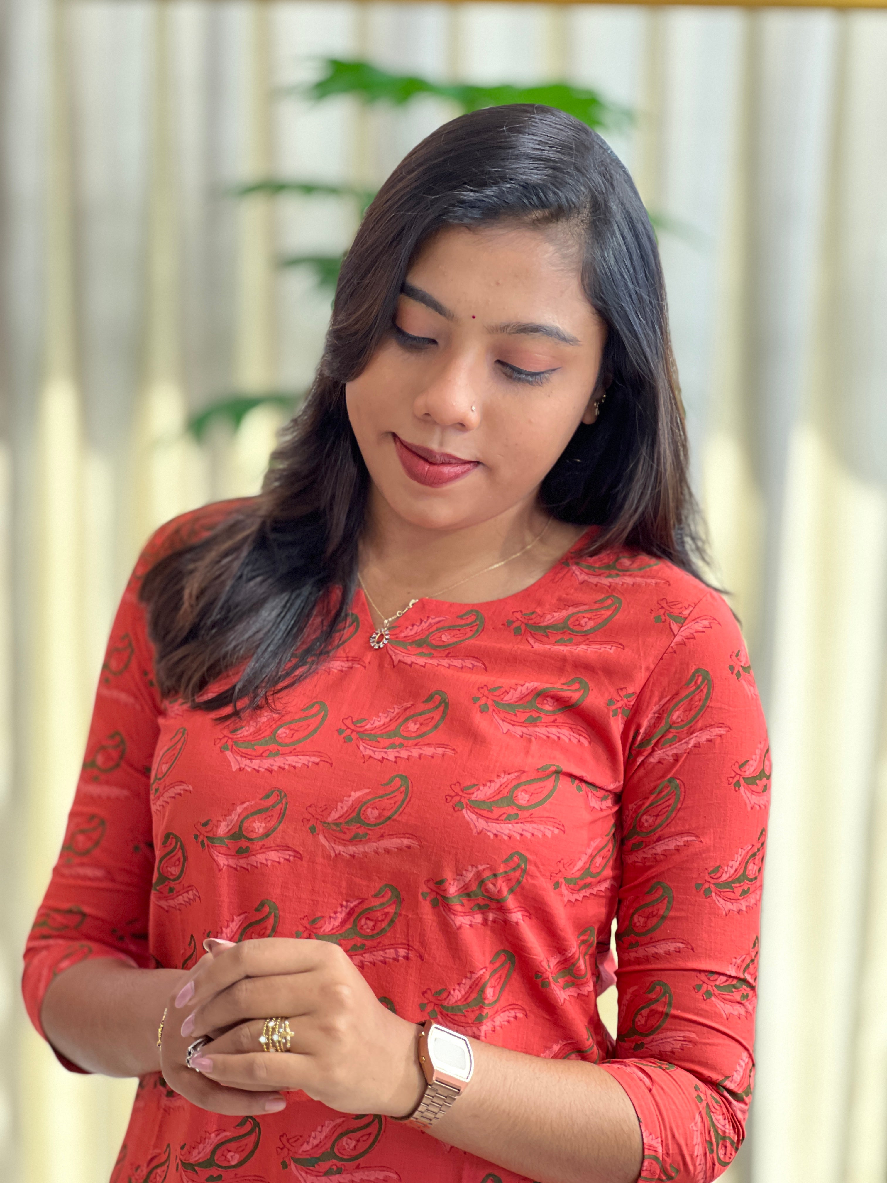 Printed Pattern Cotton Kurta | DNT712