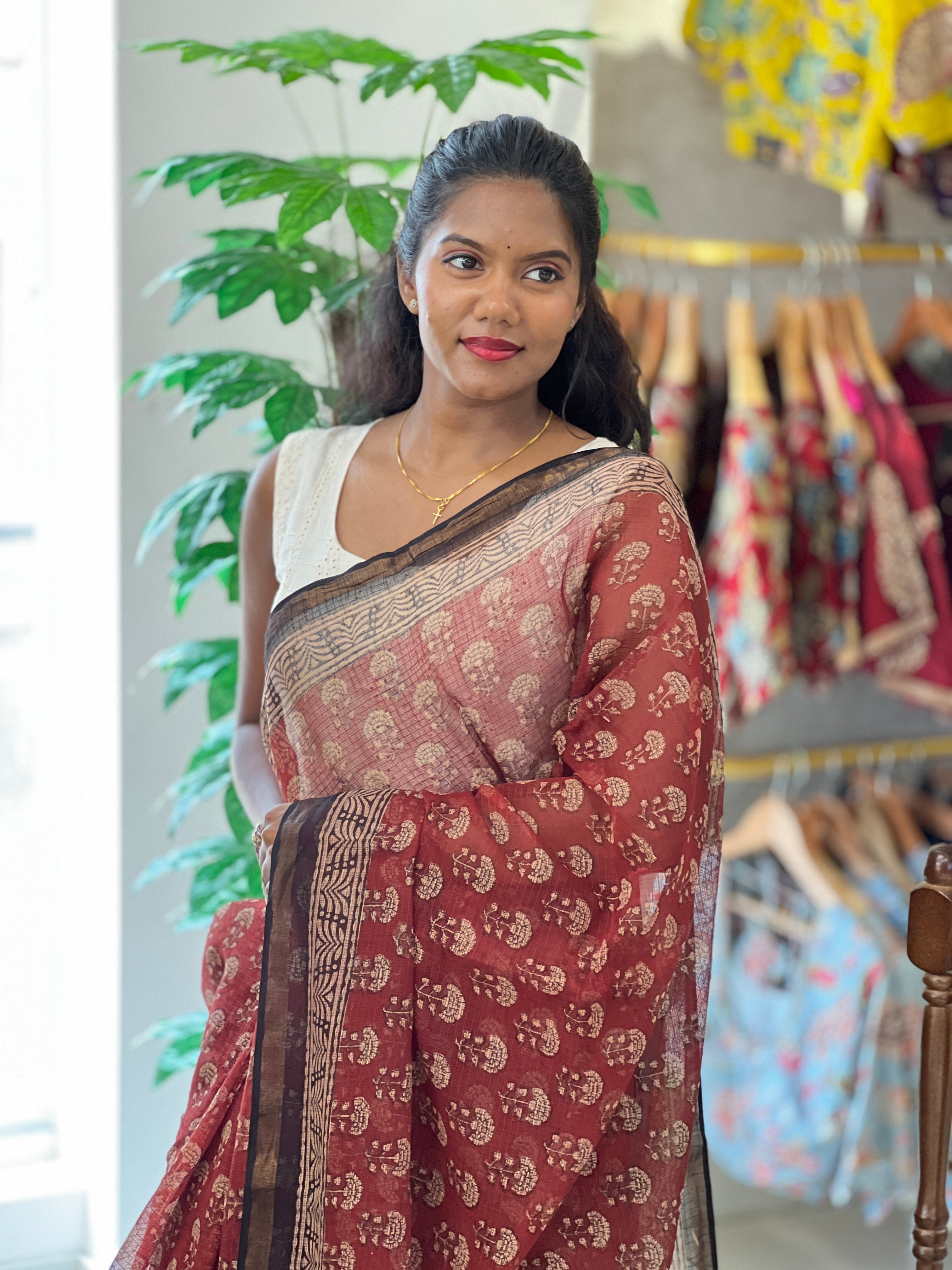Floral Hand Block Printed Kota Saree |VFC606