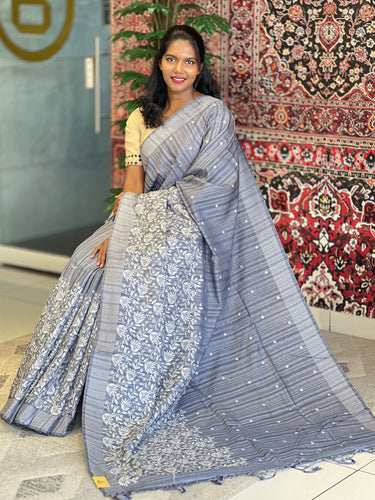 Machine Embroidery Lucknowi Inspired Tussar Finish | SUN421