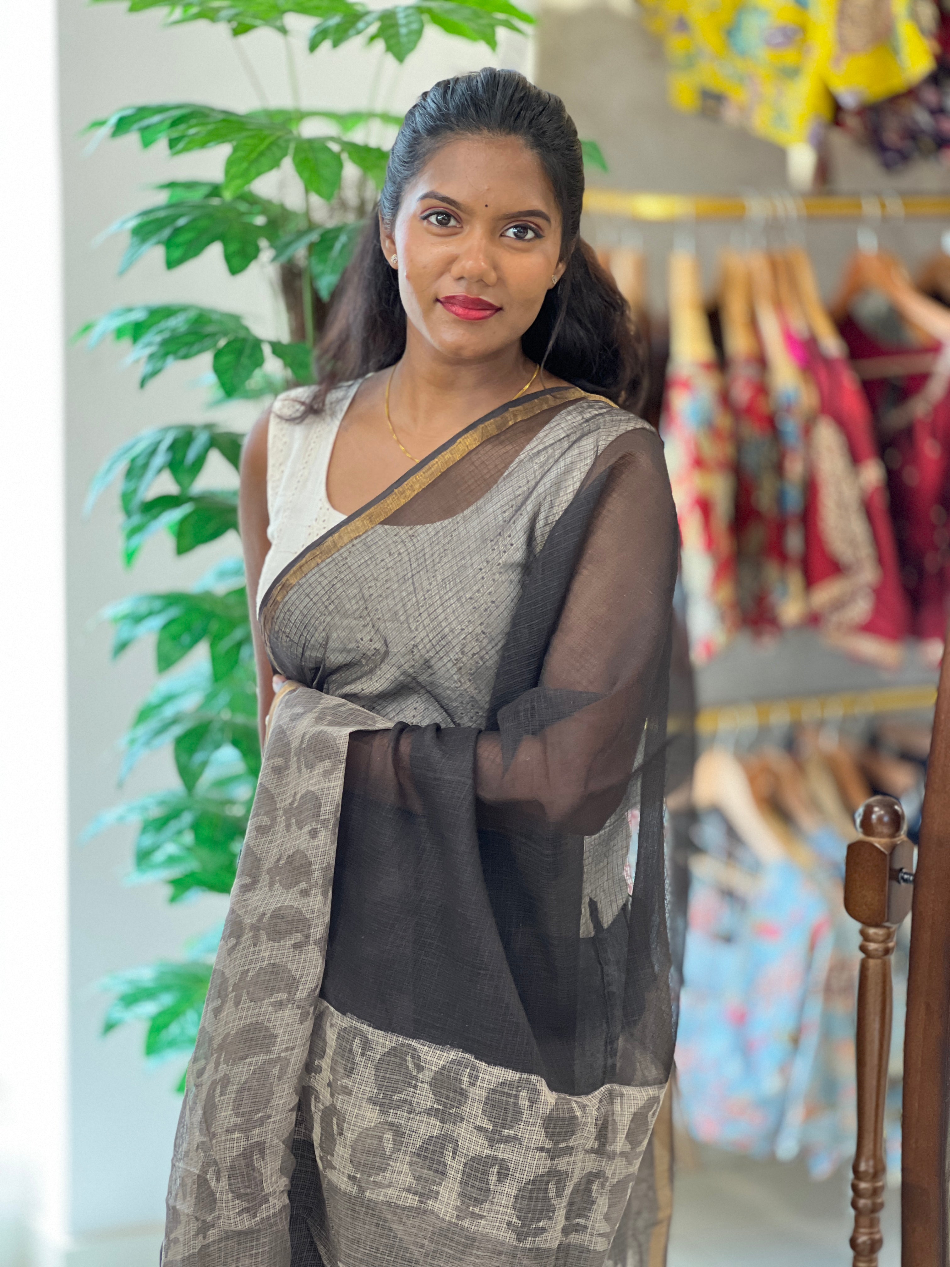 Paisely Hand Block Printed Kota Saree|VFC609