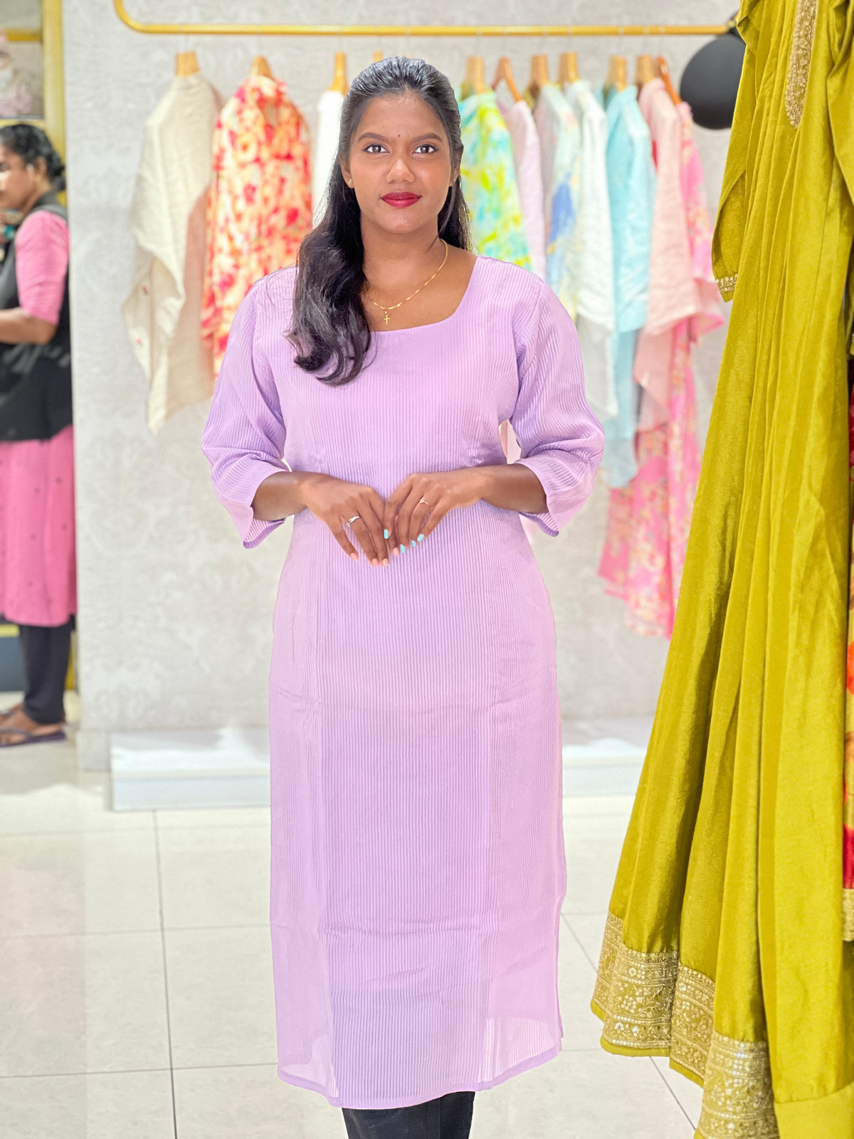Zari Weaved Pattern Cotton Kurta | RMLA377