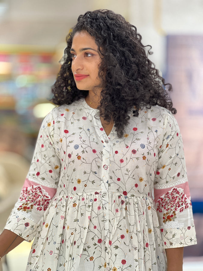 Floral Printed Mul Cotton Kurta | SV281