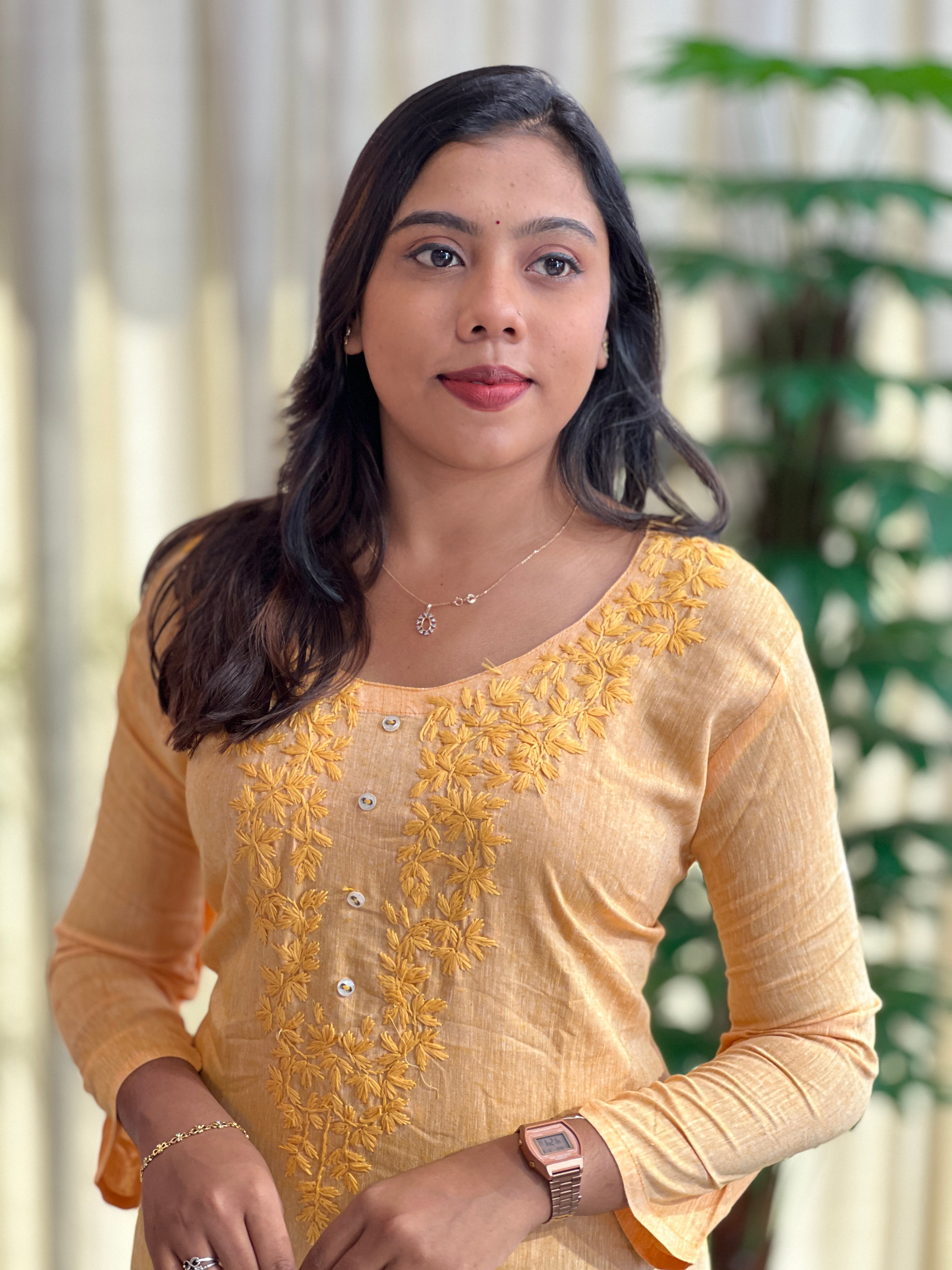 Chikankari Embroidery Detailing Cotton Kurta | DNT551