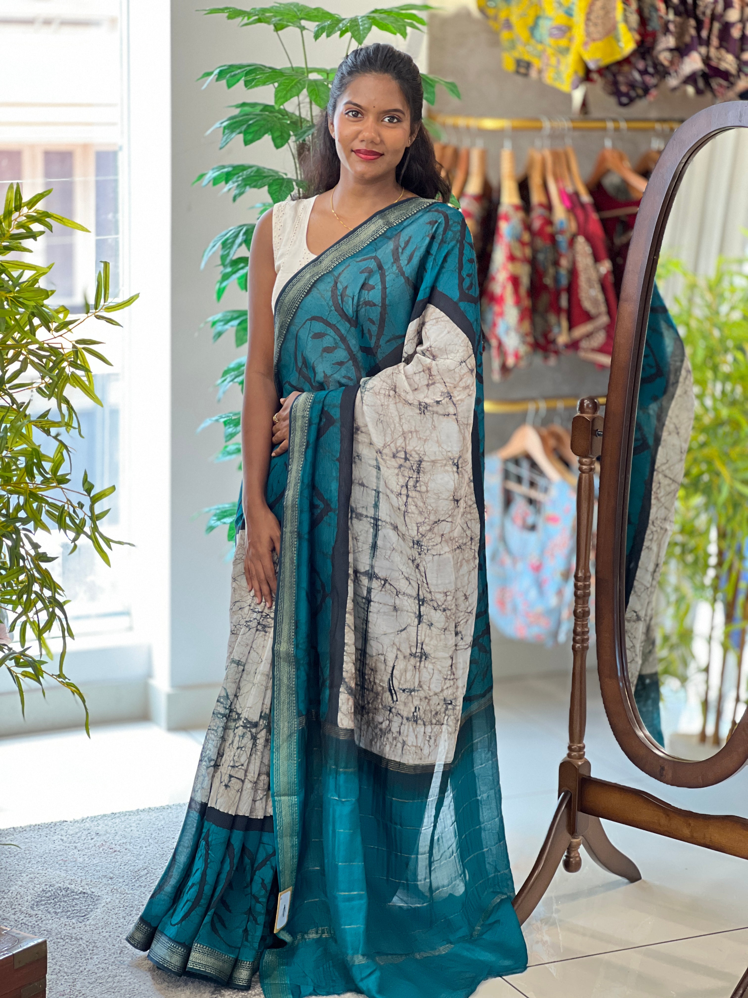 Printed Motif Chanderi Saree | BHB104