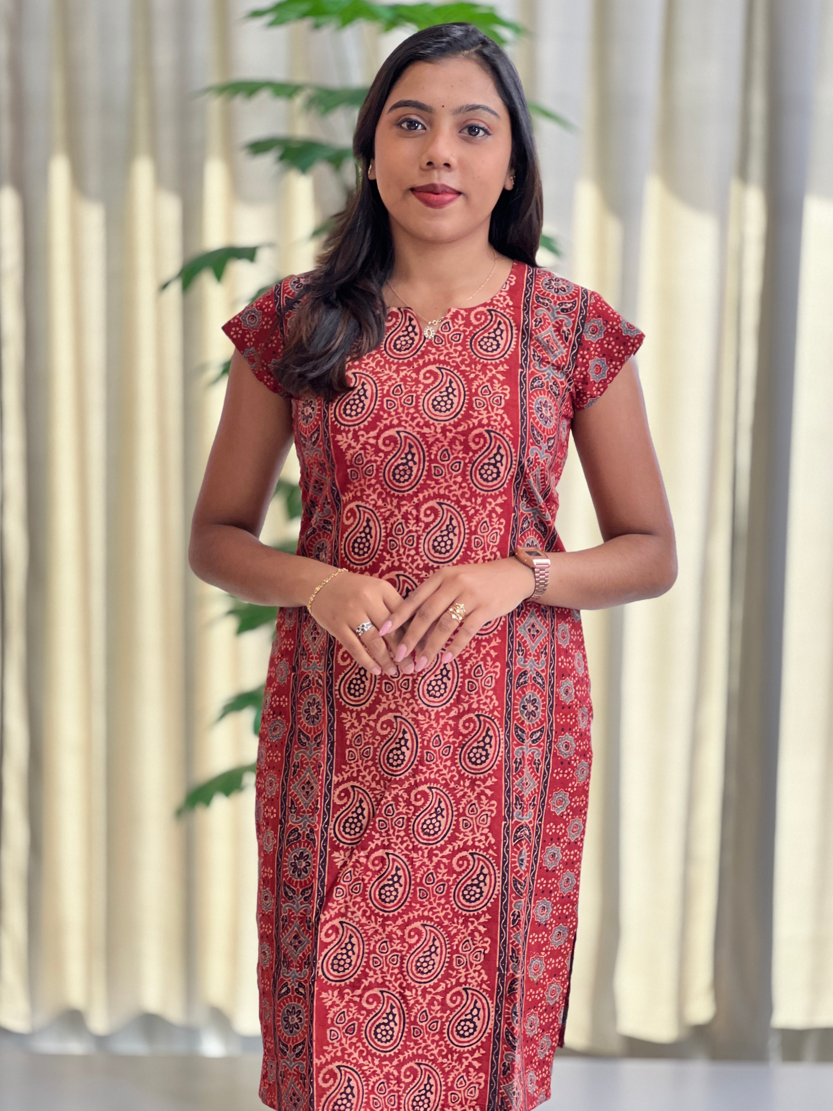 Printed Pattern Cotton Kurta | DNT709